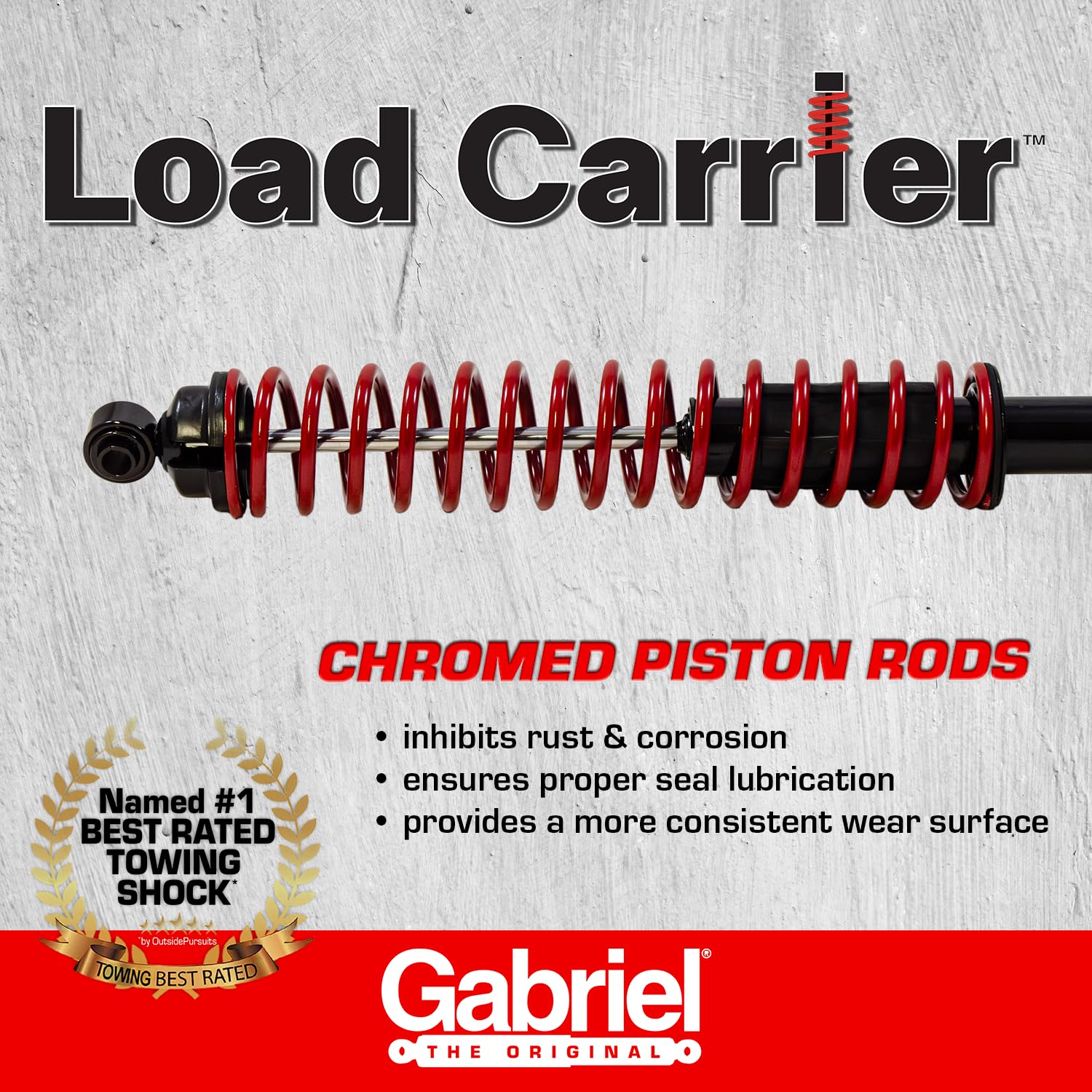 Gabriel Load Carrier Rear Shock Absorbers for Ford & Mazda - Pack of 2, Metal, Black/Red, Model 43167