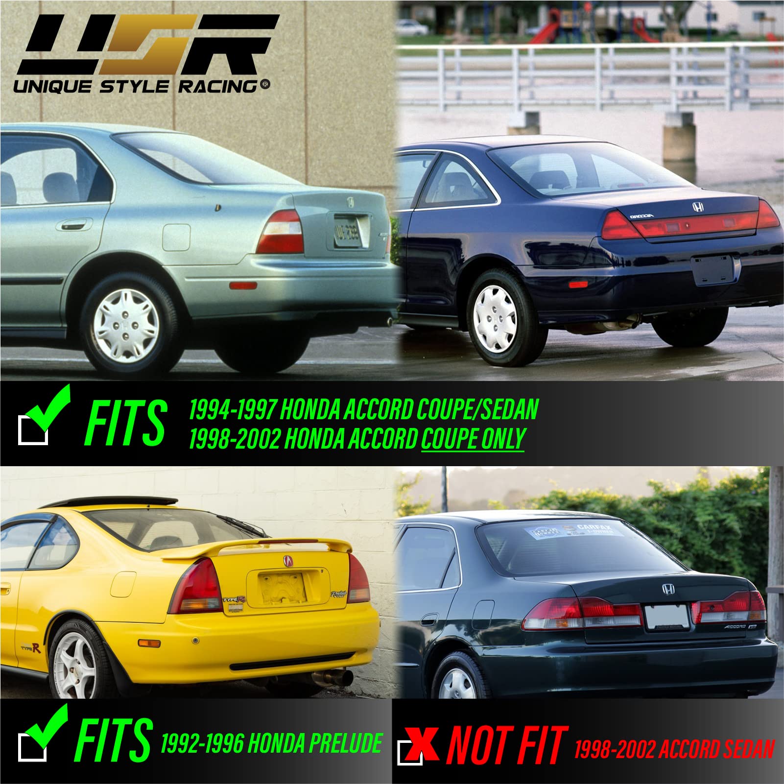 USR DEPO Rear Bumper Side Marker Lights (Left + Right) Compatible with 1994-1997 Honda Accord / 1992-1996 Honda Prelude / 1998-2