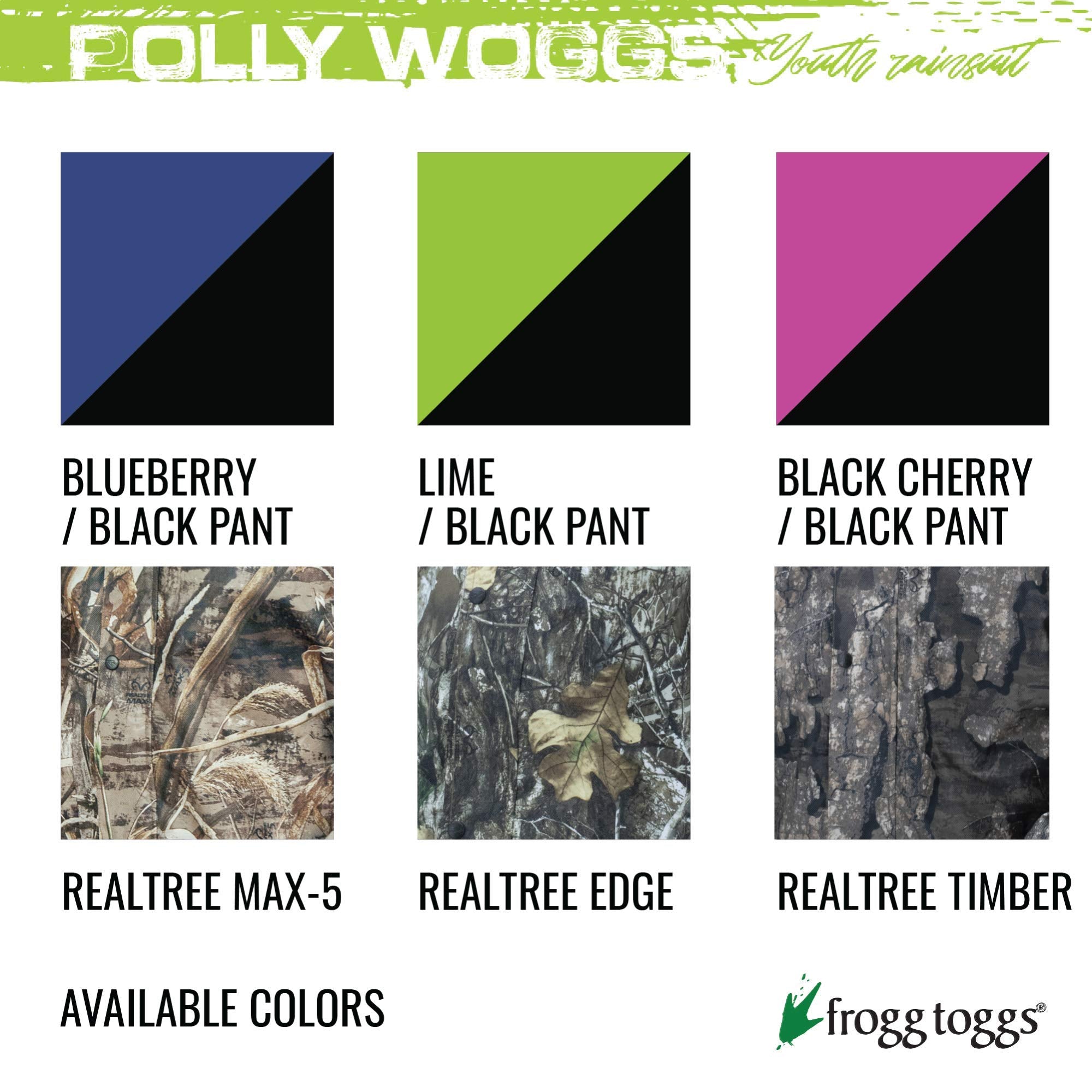 Frogg Toggs Youth Polly Waterproof Breathable Rain Suit, Realtree Edge, Medium Us
