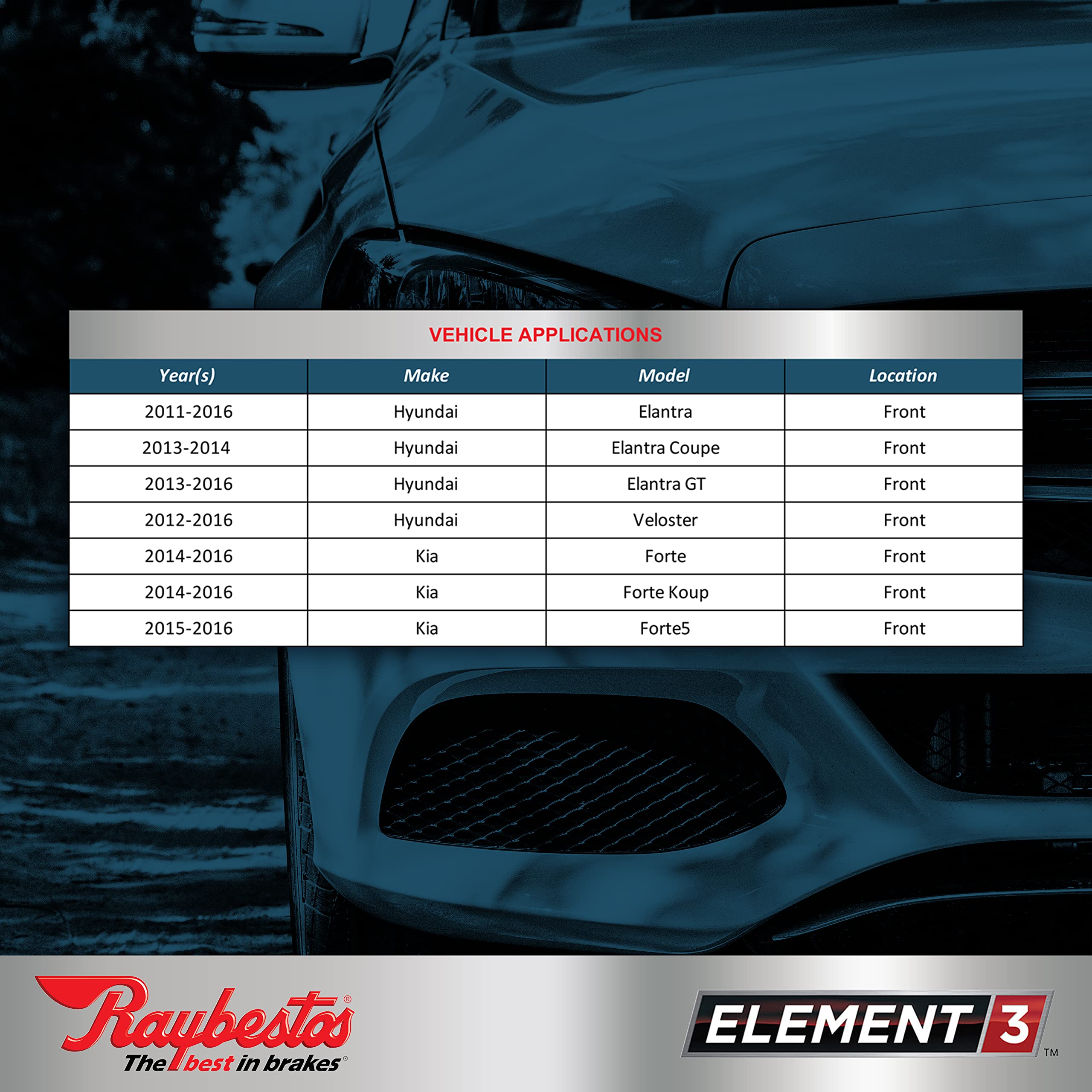 Raybestos Element3 Ehttm Automotive Replacement Front Brake Pad Set For Selected Hyundai, Kia Model Years (Eht1543H)