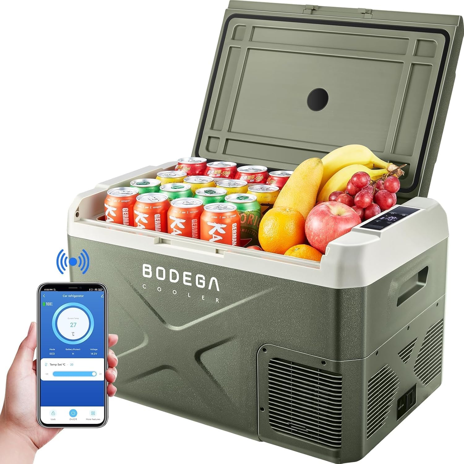 Bodegacooler 12 Volt Car Refrigerator, Car Fridge Portable Freezer App Control, 32.1Quart Travel Compressor Cooler -4?-68?, 12/2