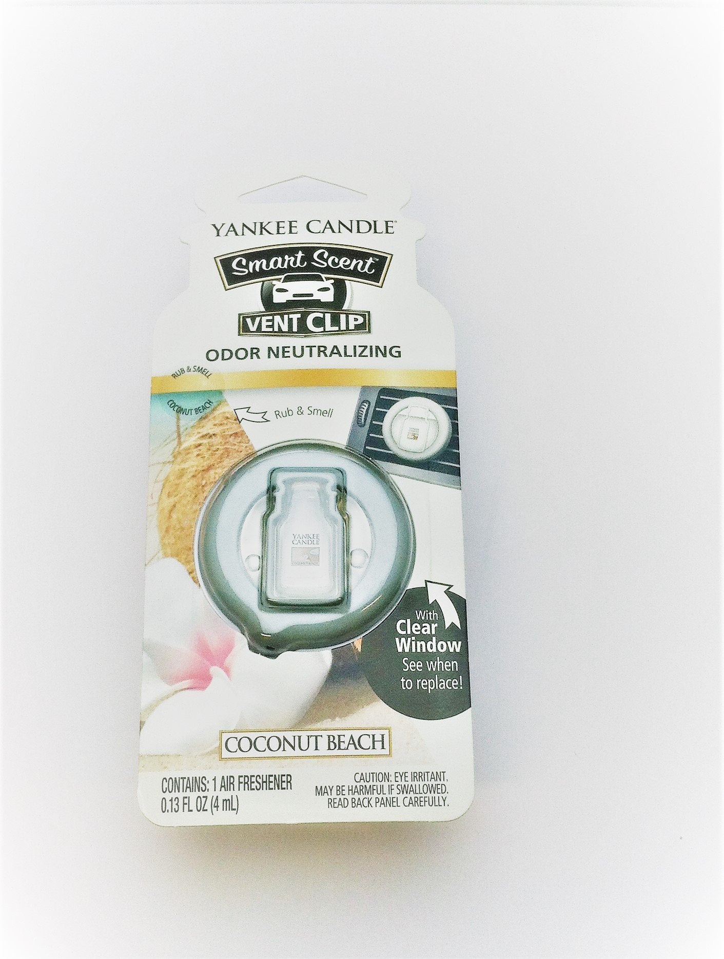 Yankee Candle Coconut Beach Smart Scent Car Vent Clip Air Freshener, Fresh Scent