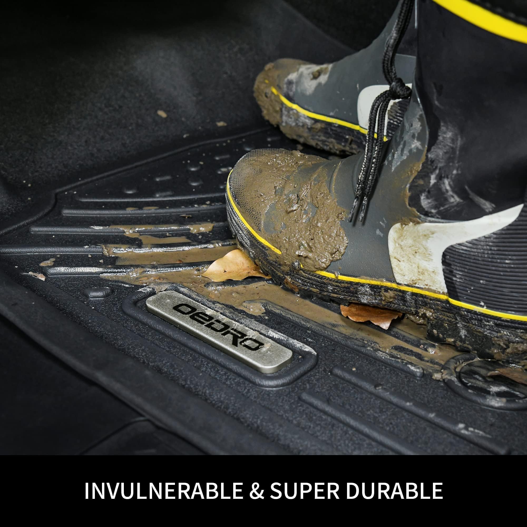 oEdRo Floor Mats for 2017-2025 Jeep Compass, Black TPE All-Weather Guard, Includes 2 Retaining Posts, 27.76"x23.03"x6.