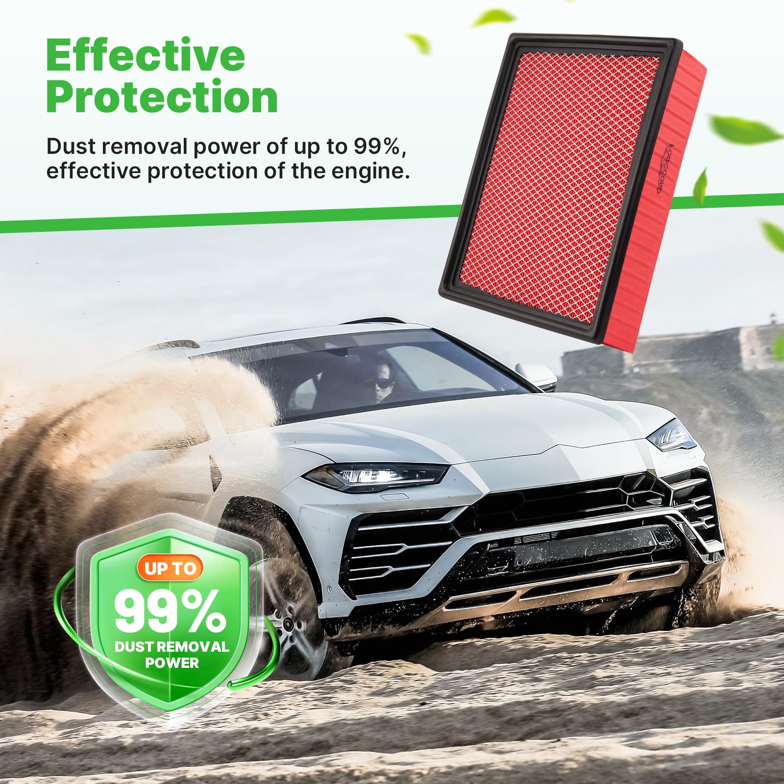 RVgolf 2PCS Engine Air Filter Fit for Silverado 1999-2019, Suburban 2000-2019, Tahoe2000-2019, Sierra1999-2019, Yukon 2000-2019