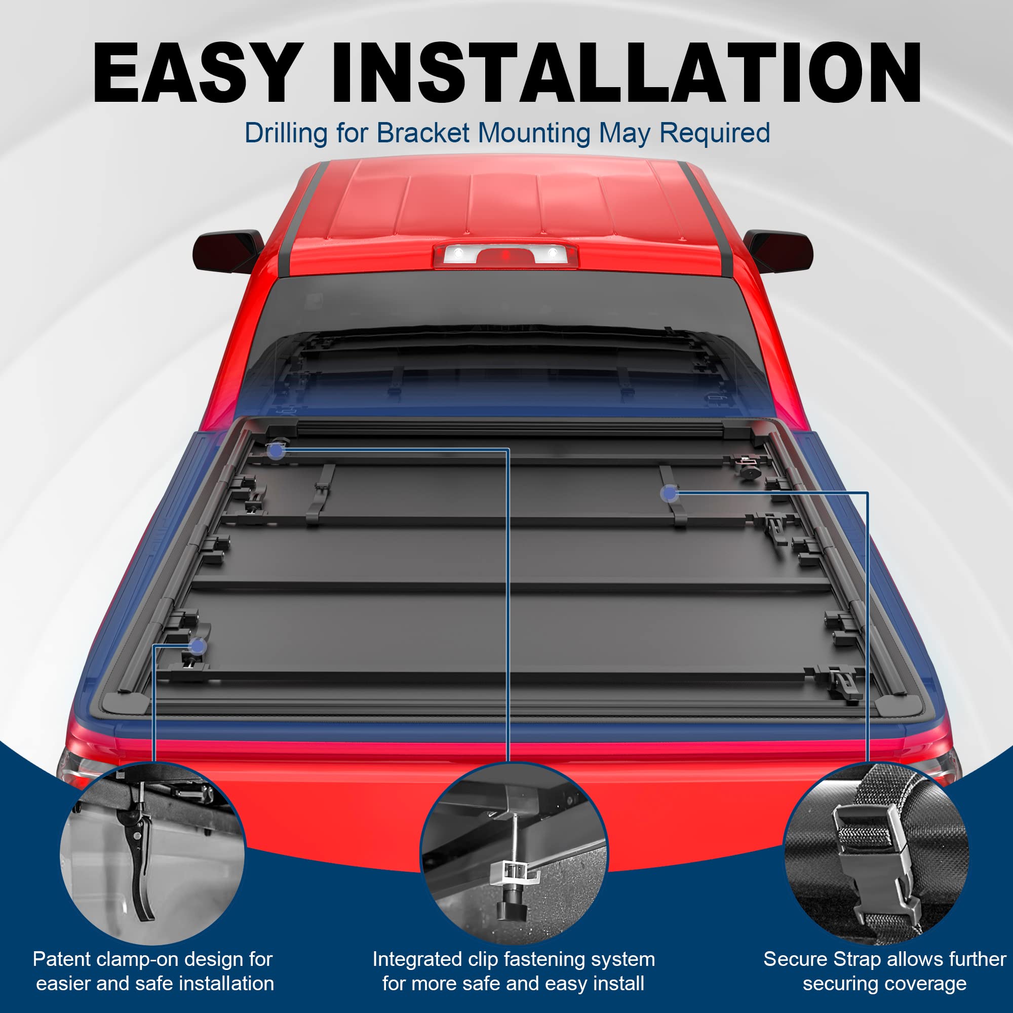 Mostplus Quad Fold Soft Truck Bed Tonneau Cover Compatible For 2014-2019 Chevy Silverado Gmc Sierra 1500 2015-2018 Silverado Sie