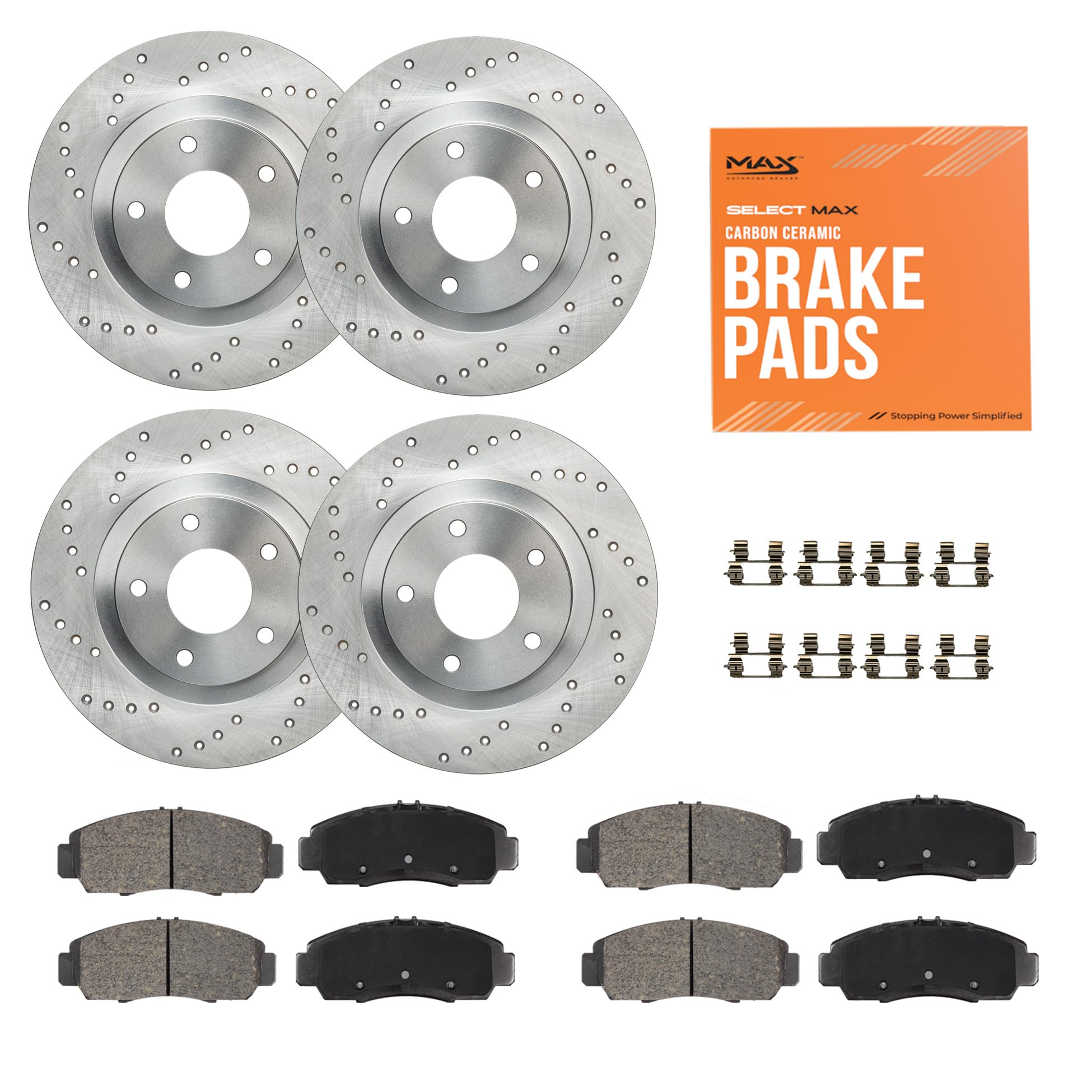 Max Advanced Brakes Front & Rear Brake Kit Compatible With 2016 2017 2018 Q3/Q3 Quattro Replacement Premium Oe Disc Brake Rotors