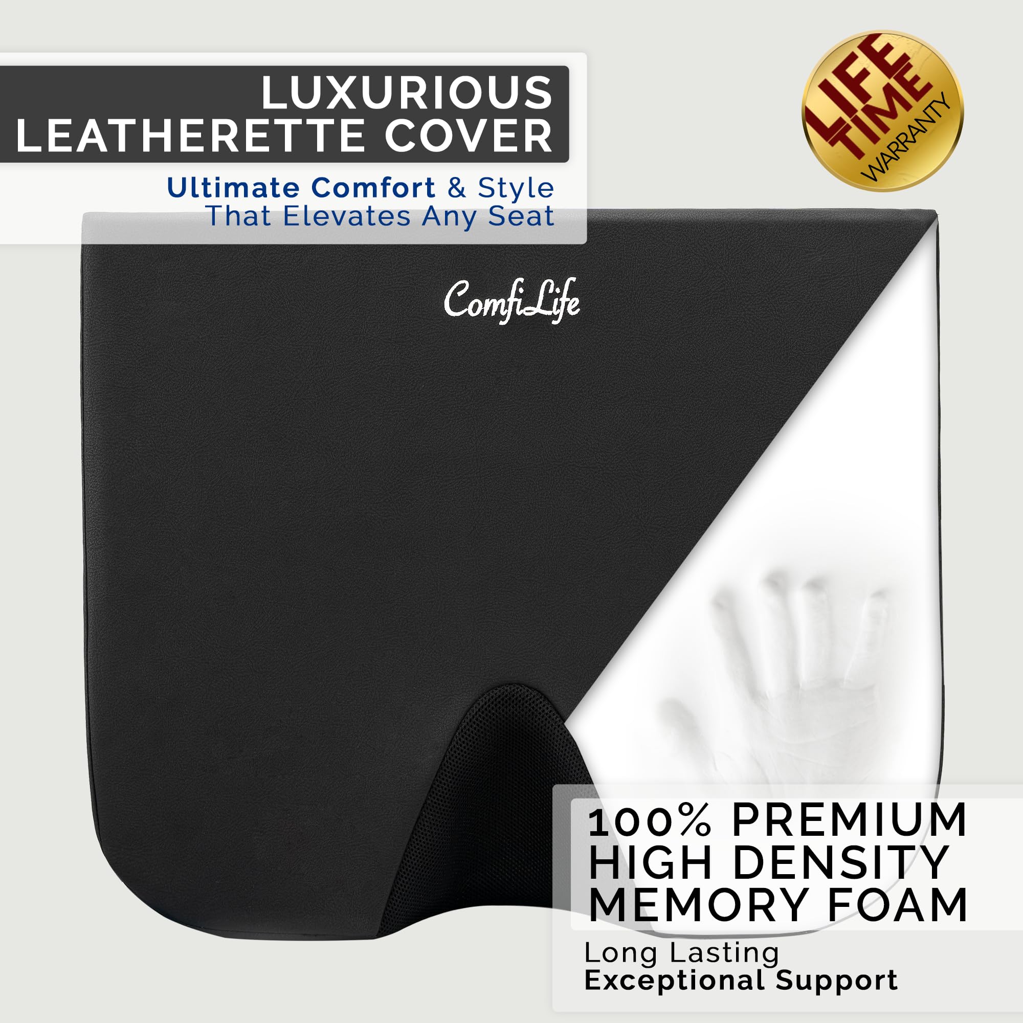 Comfilife Car Seat Cushion-Premium Wedge 100% Polyurethane Foam Car Cushions For Driving-Auto Seat Cushion-Back & Sciatica Pain