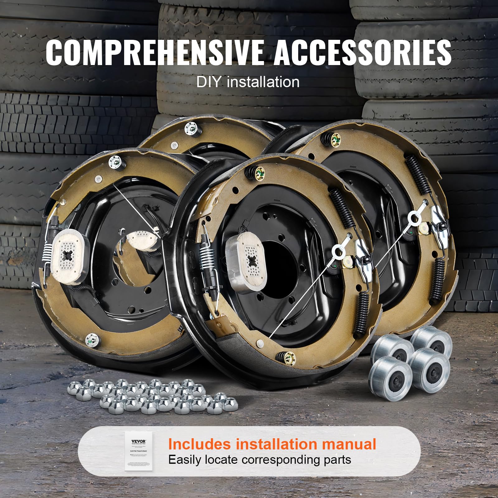VEVOR Electric Trailer Brake Assembly Kit, 12" x 2", 7000 lbs Axle, Self-Adjusting, Grey, Model BF12-Z02A*4 (2 Right