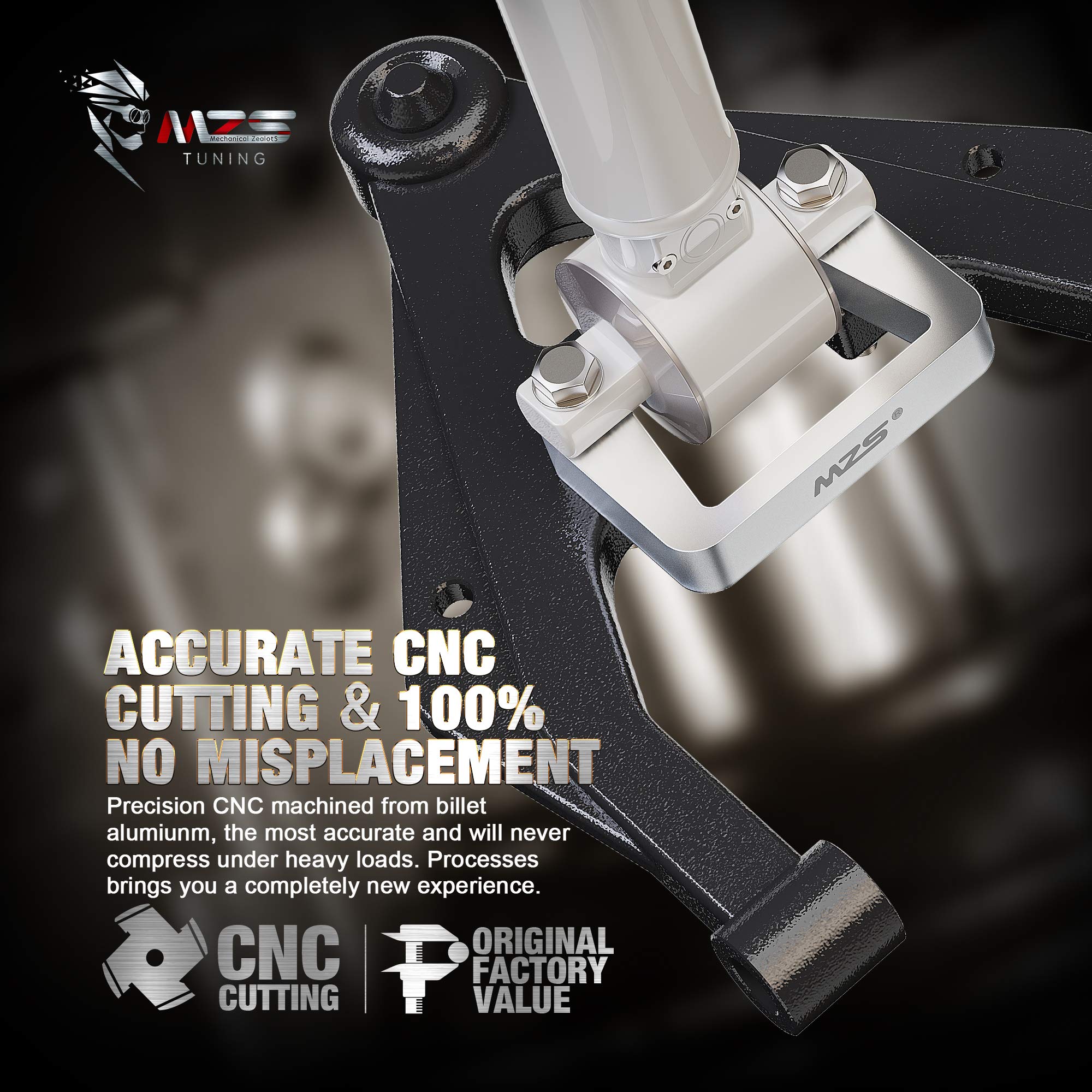 MZS 2" Front Leveling Kit for 2007-2023 Tahoe/Silverado/Sierra/Avalanche/Suburban 1500 - Silver Aluminum, 2WD/4WD Compatible