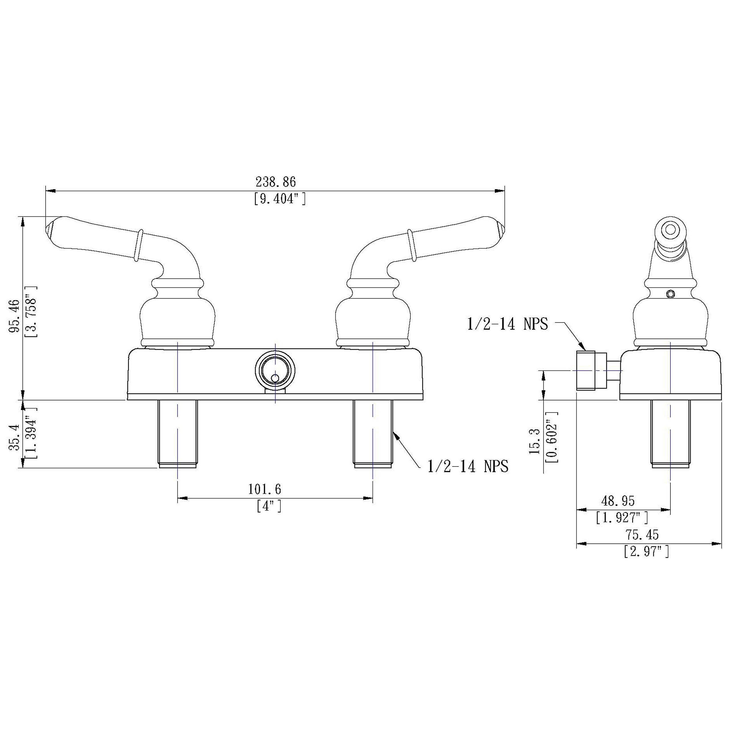 Laguna Brass 3220Wt/4120Wt Rv/Motorhome Two Handle Non-Metallic Diverter Valve With Matching Hand Shower Set, White Finish