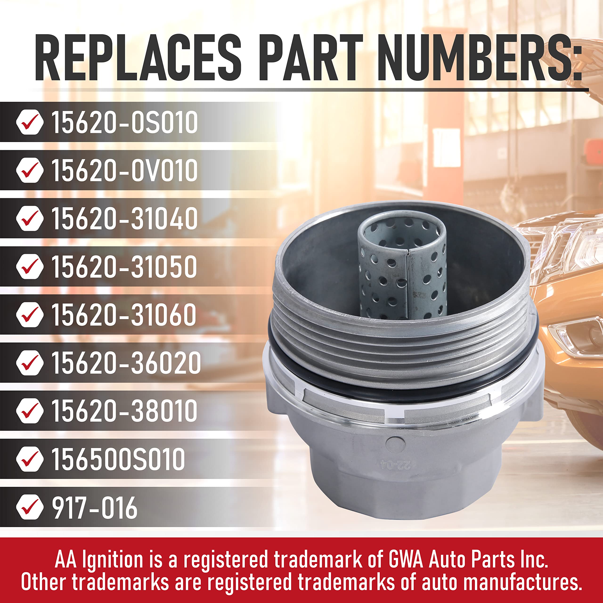 Engine Oil Filter Cap Assembly - Replaces 15620-31060, 917-016, 15643-31050, 1564331050 - Compatible with Toyota, Lexus, Scion V