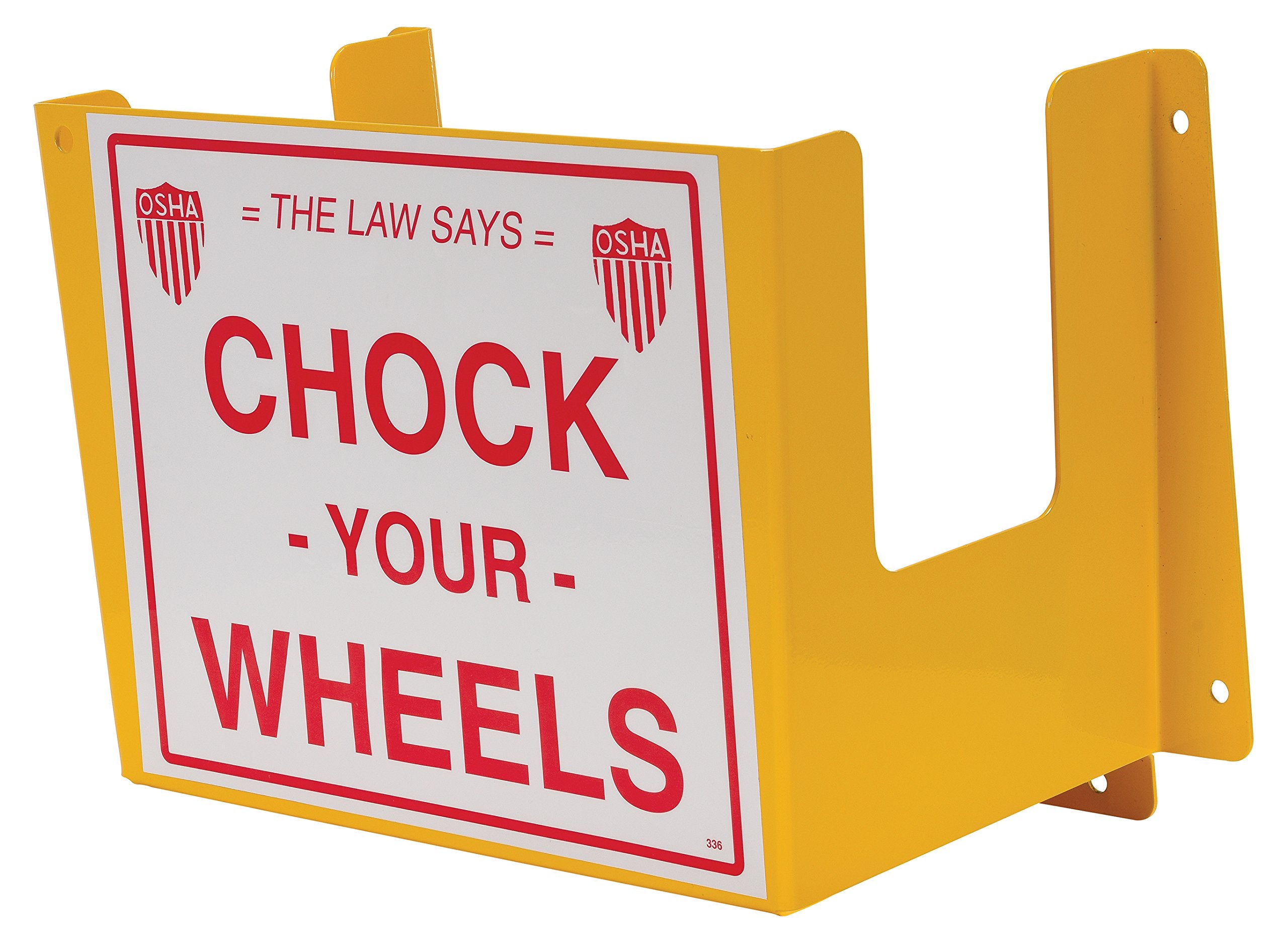 Vestil WCHR Steel Wheel Chock Holder 6 Mounting Holes 40 Lb. Capacity Yellow