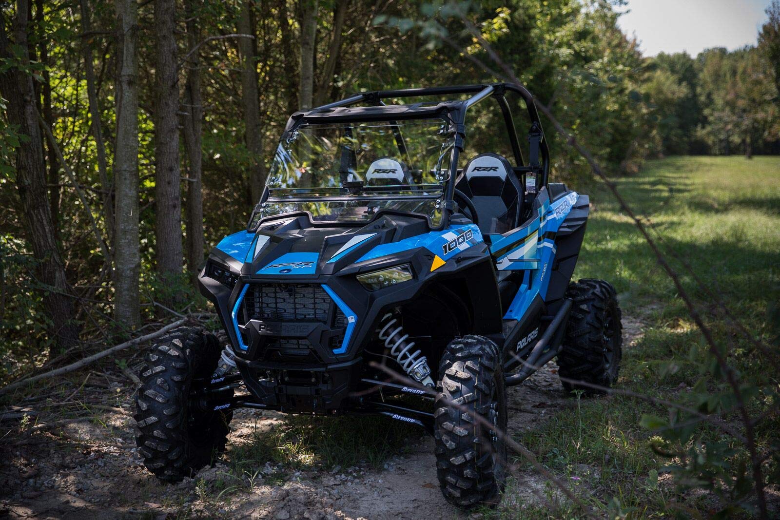SuperATV 3-in-1 Flip Windshield for 2019-2023 RZR XP 1000, Scratch Resistant Polycarbonate, Open/Vented/Closed Options
