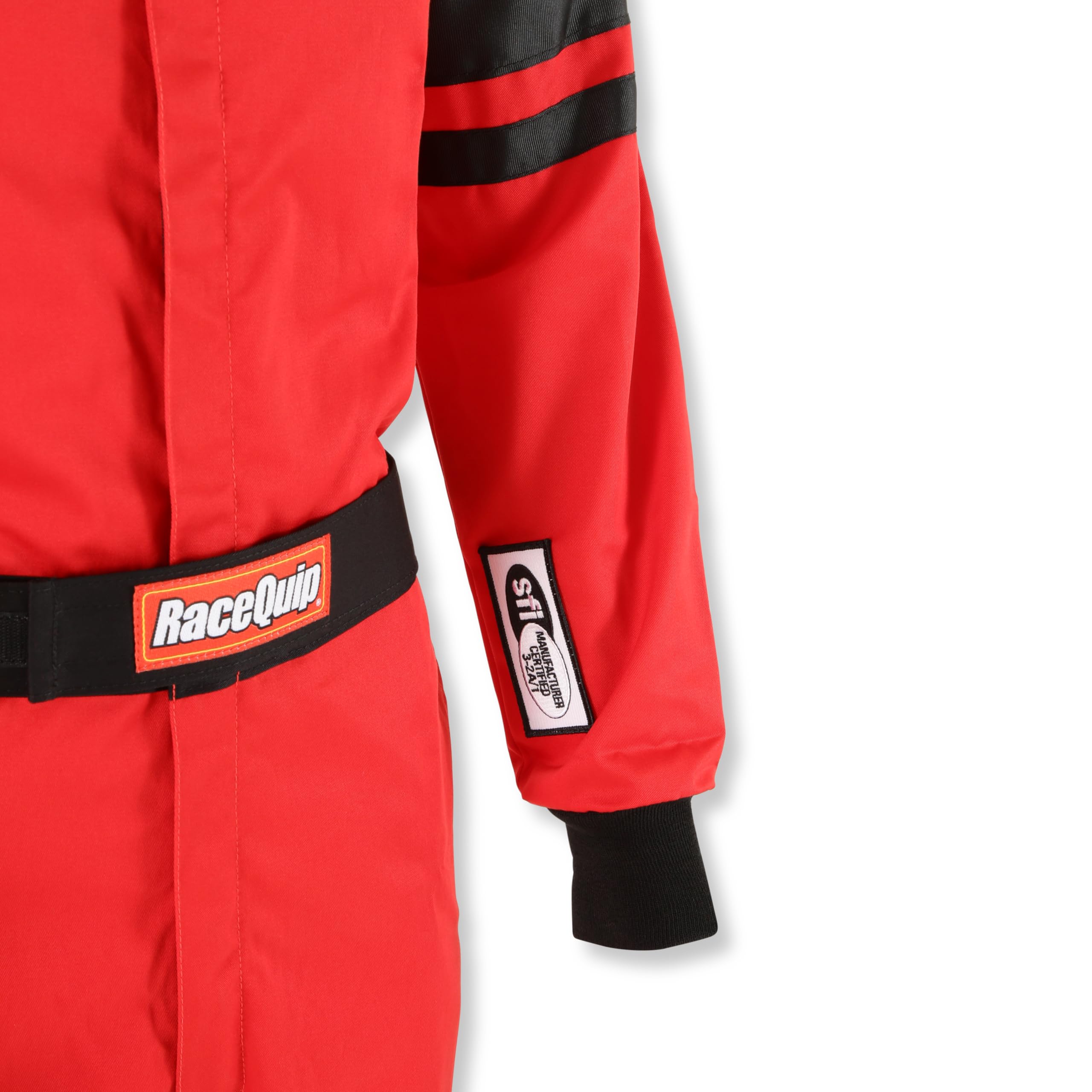RaceQuip 110014RQP 110 Series 1-Pc Driving Suit SFI 3.2A/1 Red/Black Stripe Medium Tall