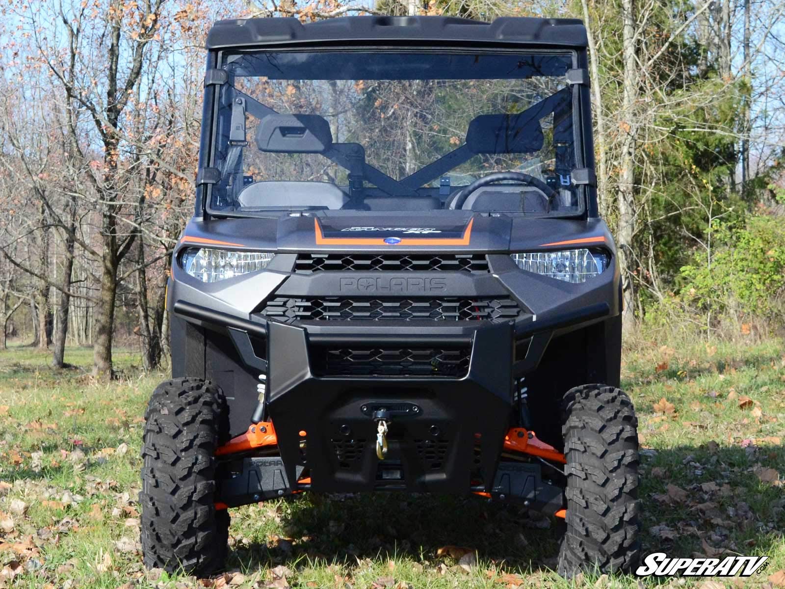 Superatv Full Size Windshield For 2017+ Polaris Ranger Xp 1000 (See Fitment) | Non-Scratch Resistant 1/4'' Thick Polycarbonate T