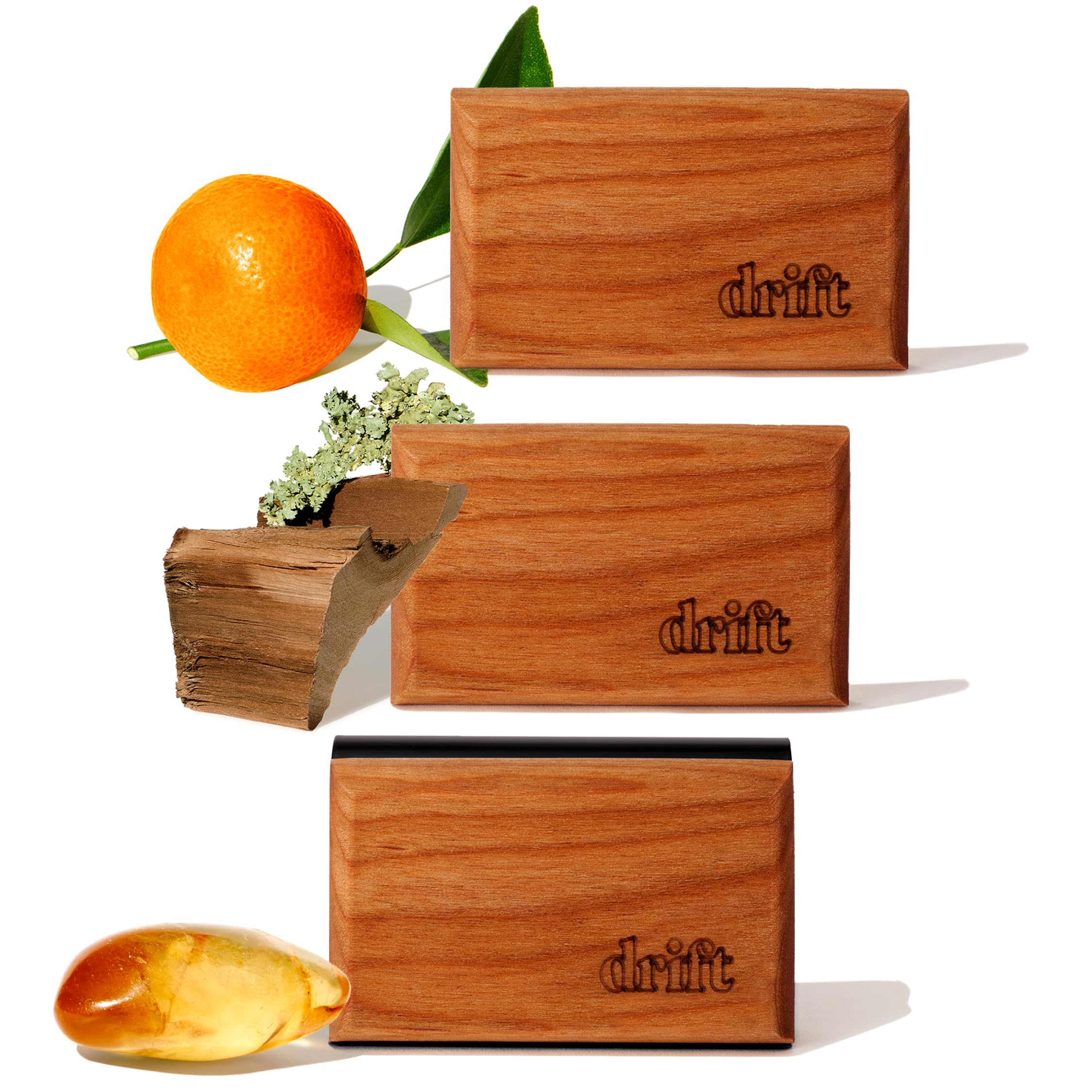 Drift Car Air Freshener - Wood Fragrance - Automotive Odor Eliminator - Car Fresheners Long Lasting - Variety 3 Pack - CLIP INCL