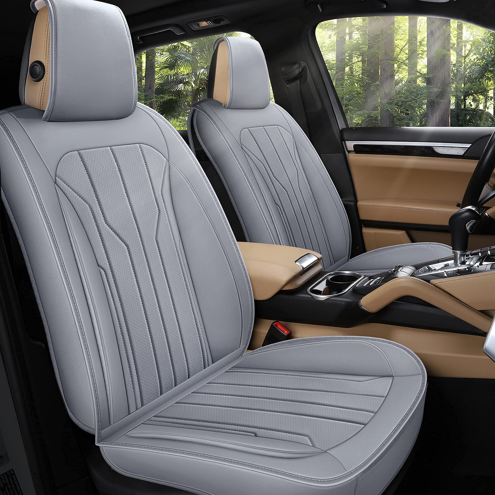 Aoog Leather Car Seat Covers, Leatherette Automotive Seat Covers For Cars Suv Pick-Up Truck, Non-Slip Vehicle Car Seat Covers Un