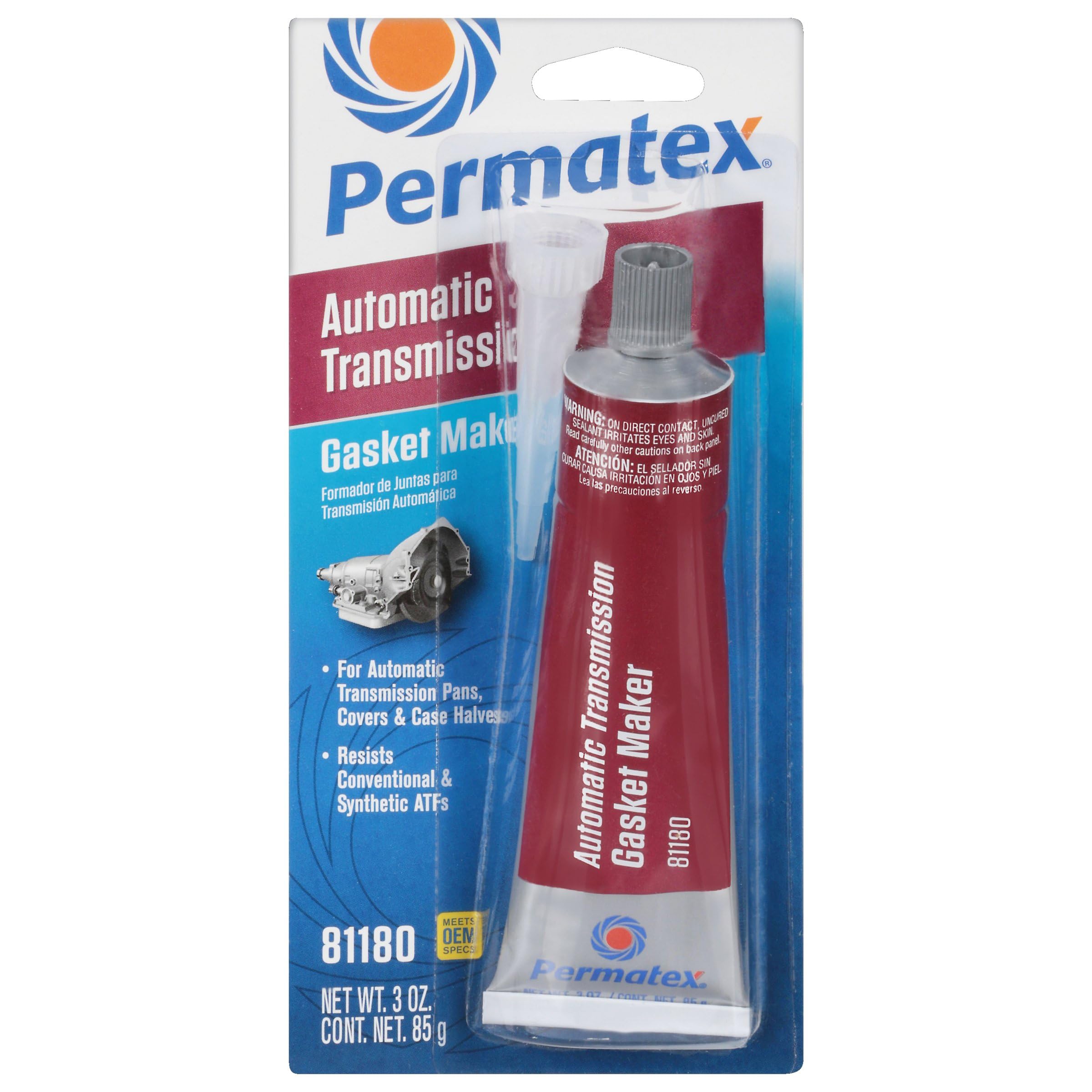 Permatex Automatic Transmission RTV Sealant, Silicone, 3 oz Tube, Gray, Model 81180
