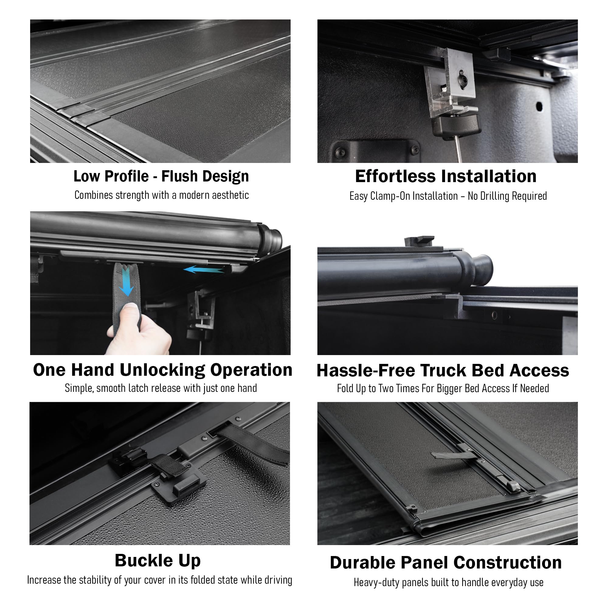 Toptiny Low Profile Hard Folding Truck Bed Tonneau Cover Fits 2022-2025 Toyota Tundra 6'6'' Bed (78.7'')