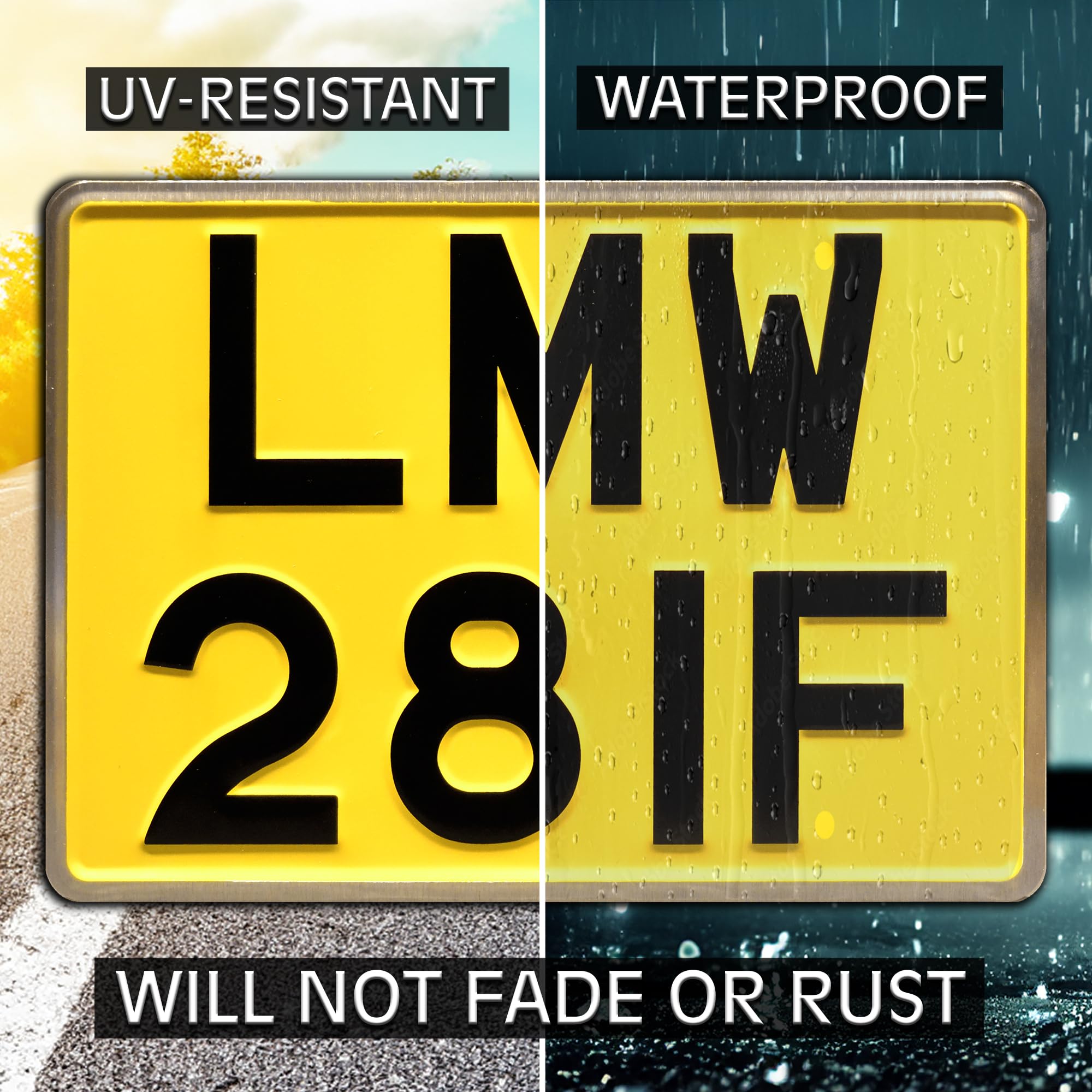 Celebrity Machines Abbey Road Metal Stamped License Plate | LMW 28IF | Yellow Aluminum