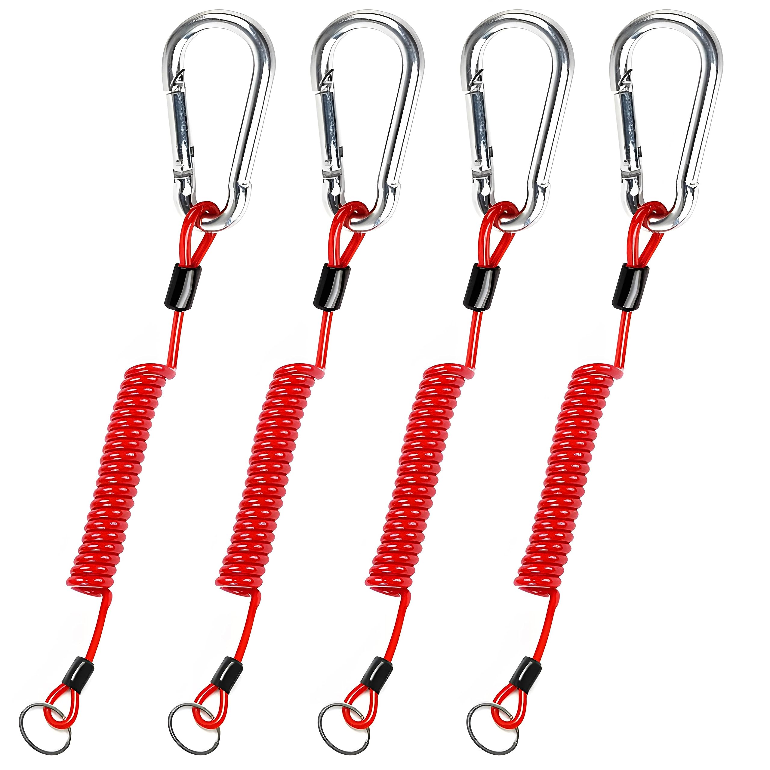 Dpei Xuan 4Pcs Breakaway Trailer Cable, Trailer Brake Cable, Rv Stainless Steel Spring Towing Coiled Wire, Heavy Duty Steel Wire