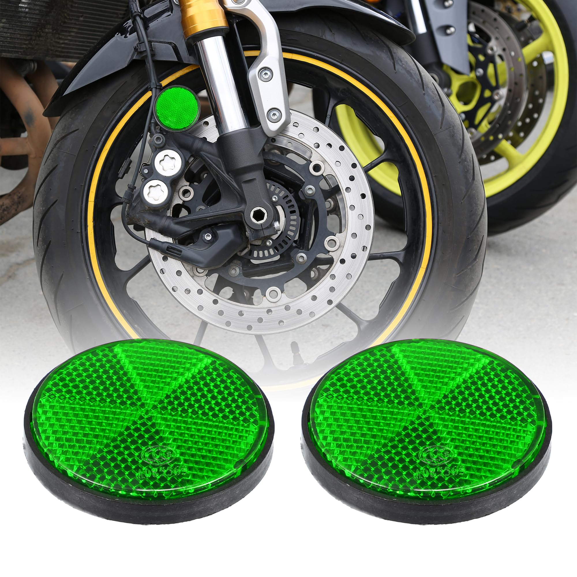 X Autohaux 4Pcs M6X1.0 Green Plastic Universal Screw Mount Reflective Warning Reflector For Motorcycle Bike