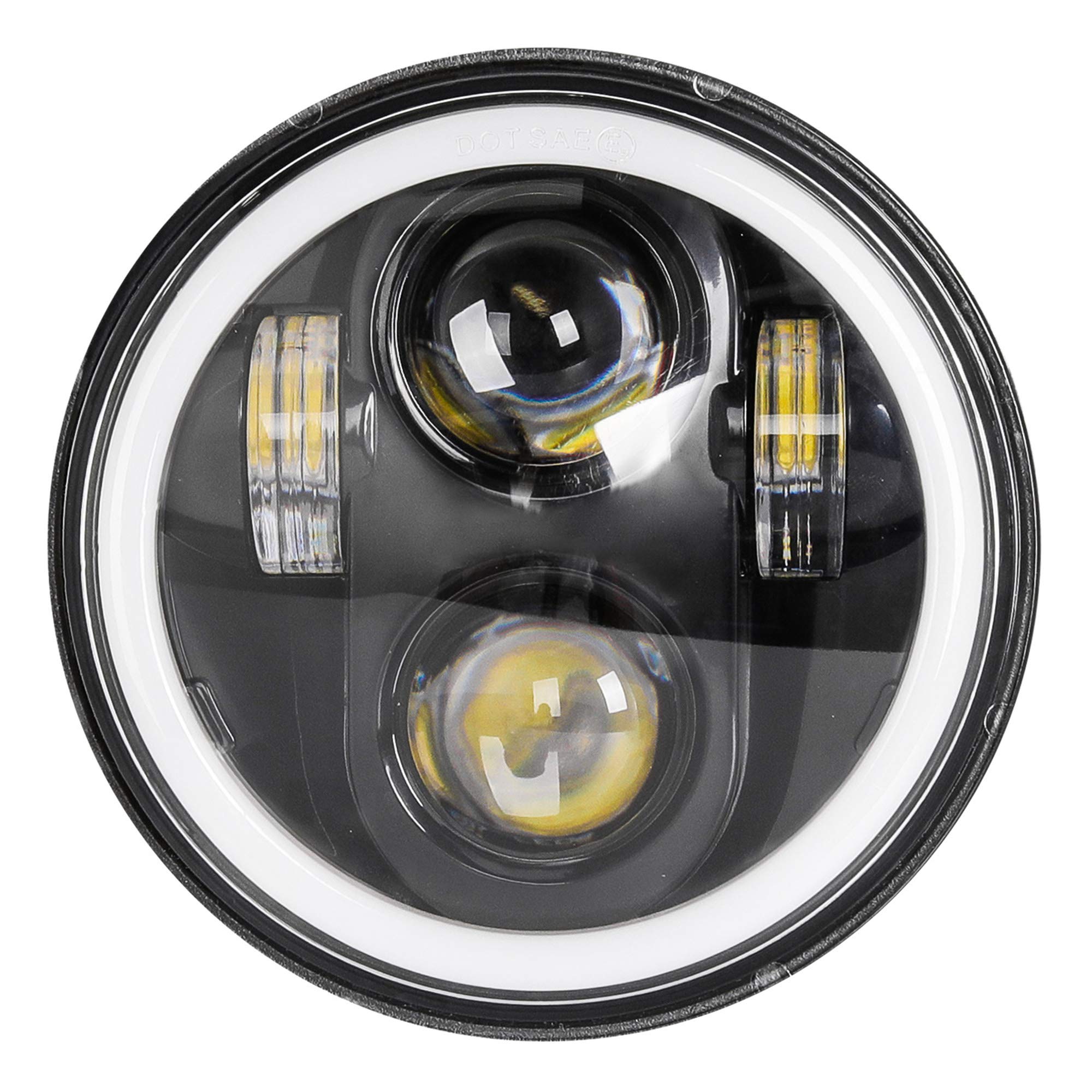 Zmoon 5 3/4 5.75 Inch LED Headlight for Motorcycle, Compatible with Harley Davidson Sportster Iron 883 Dyna Street Bob Super Wid