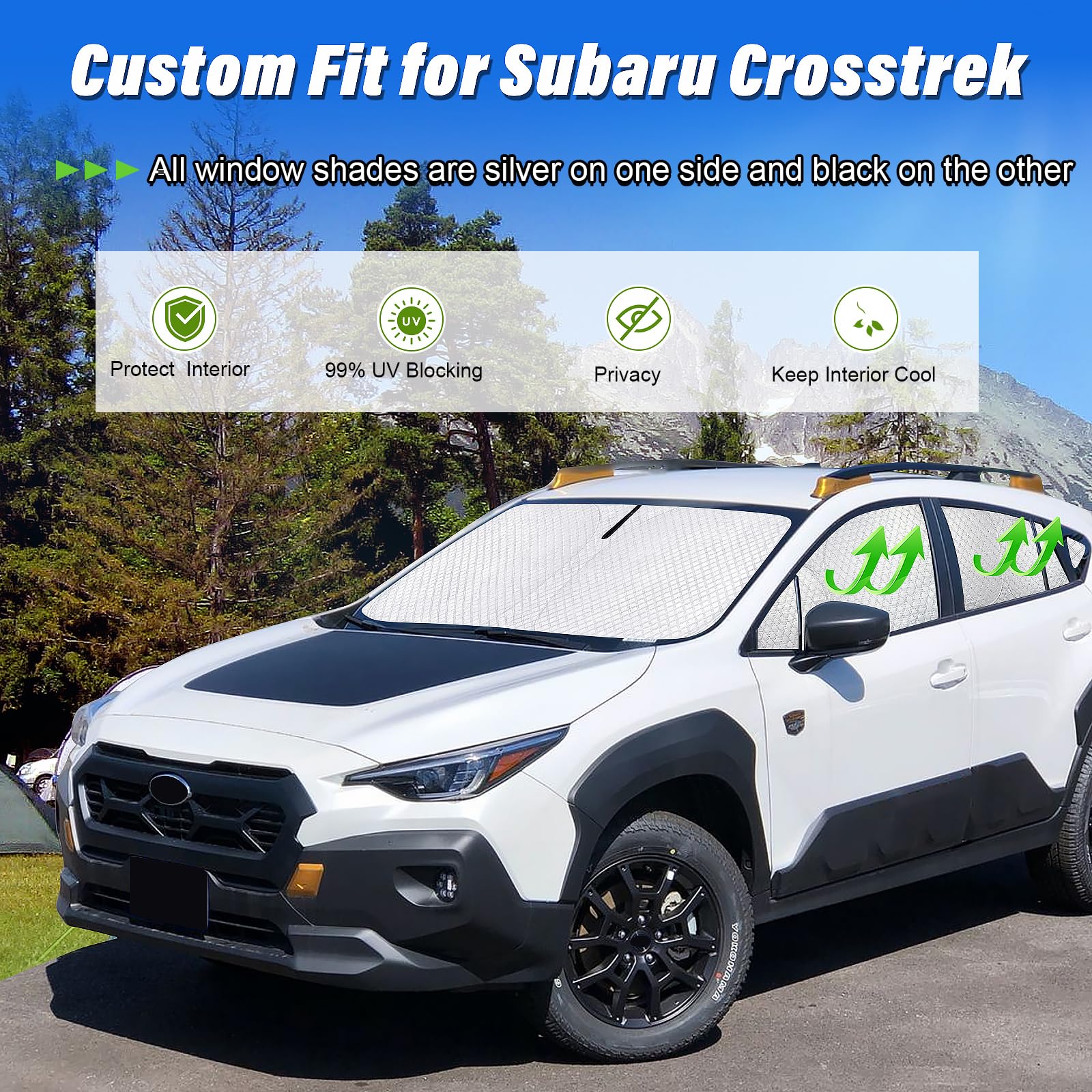 Kmf Windshield Sun Shade Replacement For Subaru Crosstrek Accessories 2024, Side Window Sun Shade Cover Sun Visor Shield Cover,