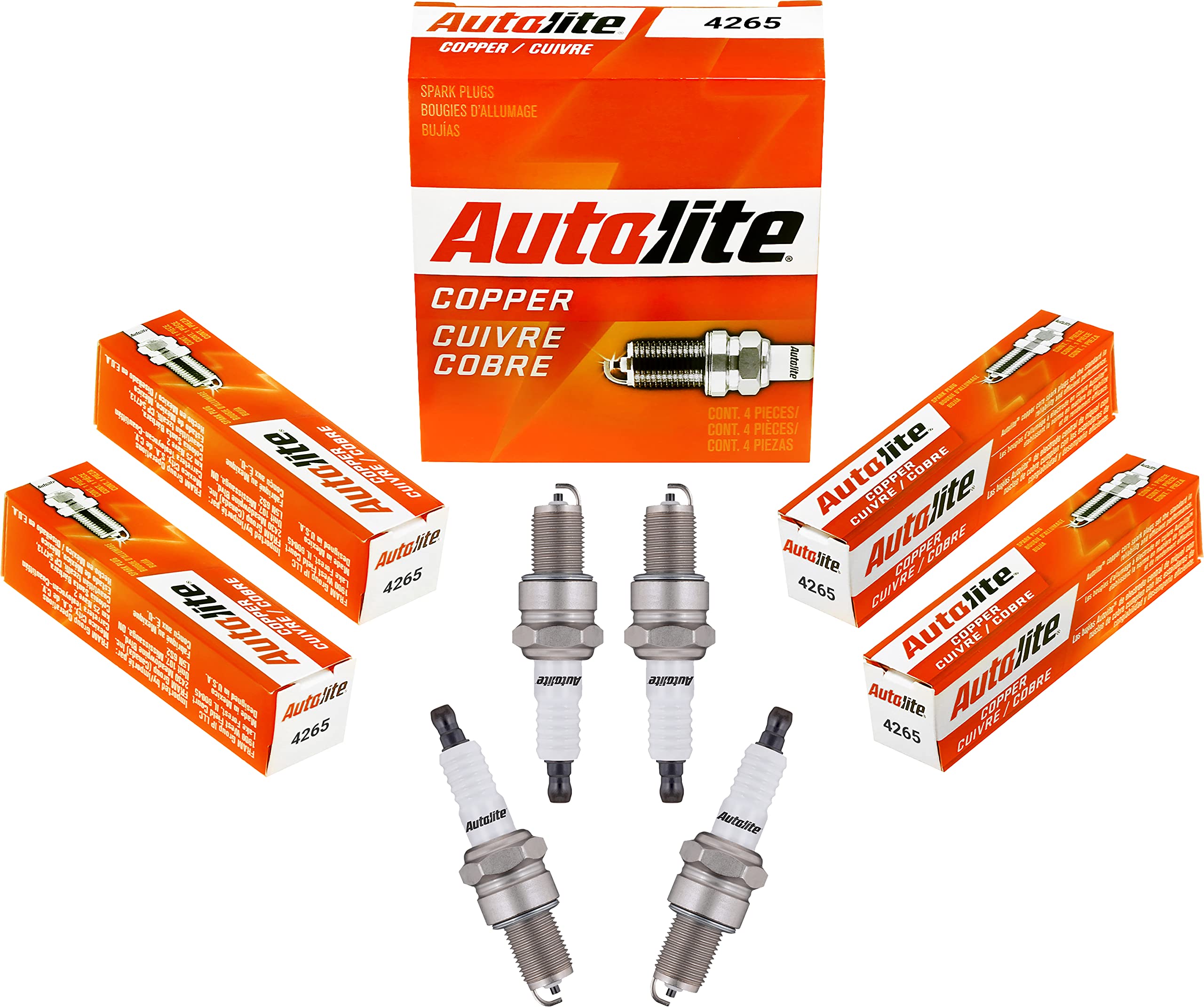 Autolite 4265 Copper Resistor Automotive Replacement Spark Plugs (4 Pack)