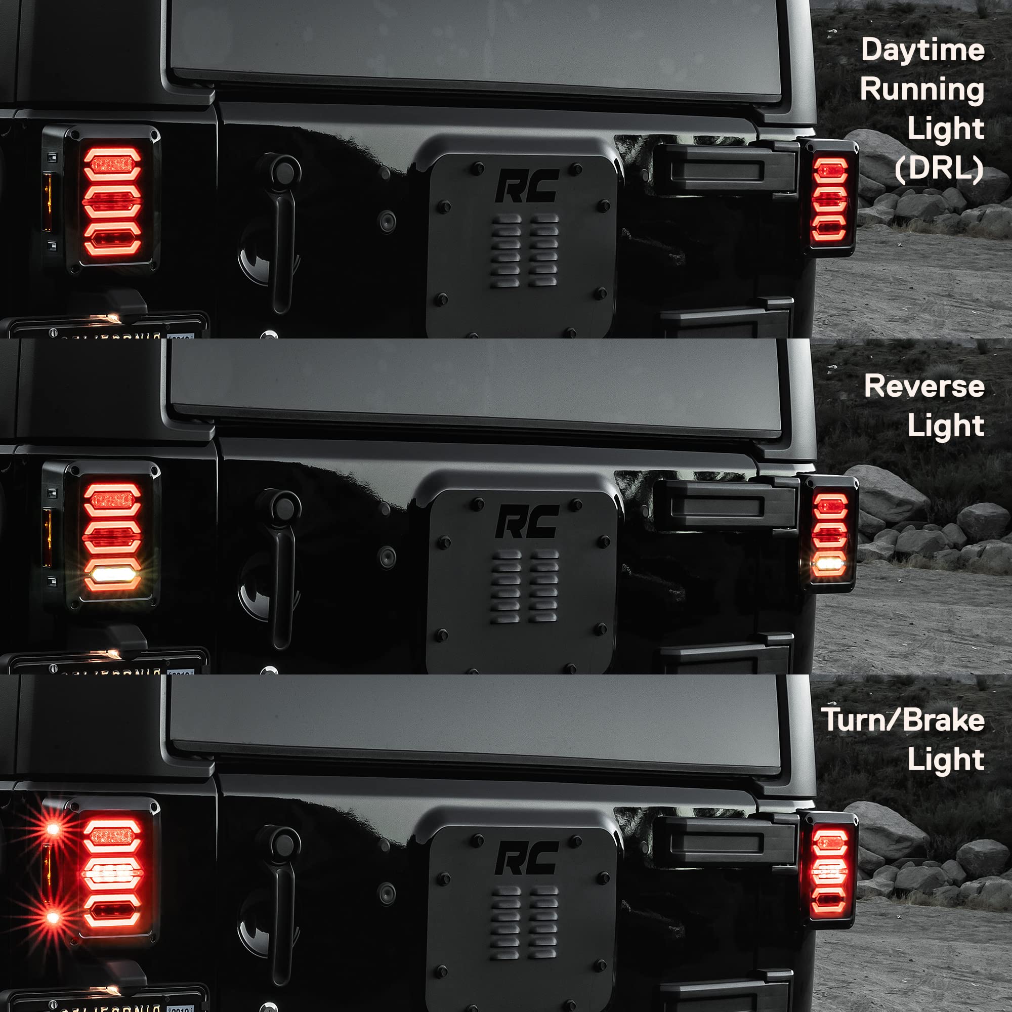 True Mods Led Rear Tail Light Replacement For Jeep Wrangler [Hexagon Design] [Smoke Lens] [Plug N Play] Led Brake Light For Jeep