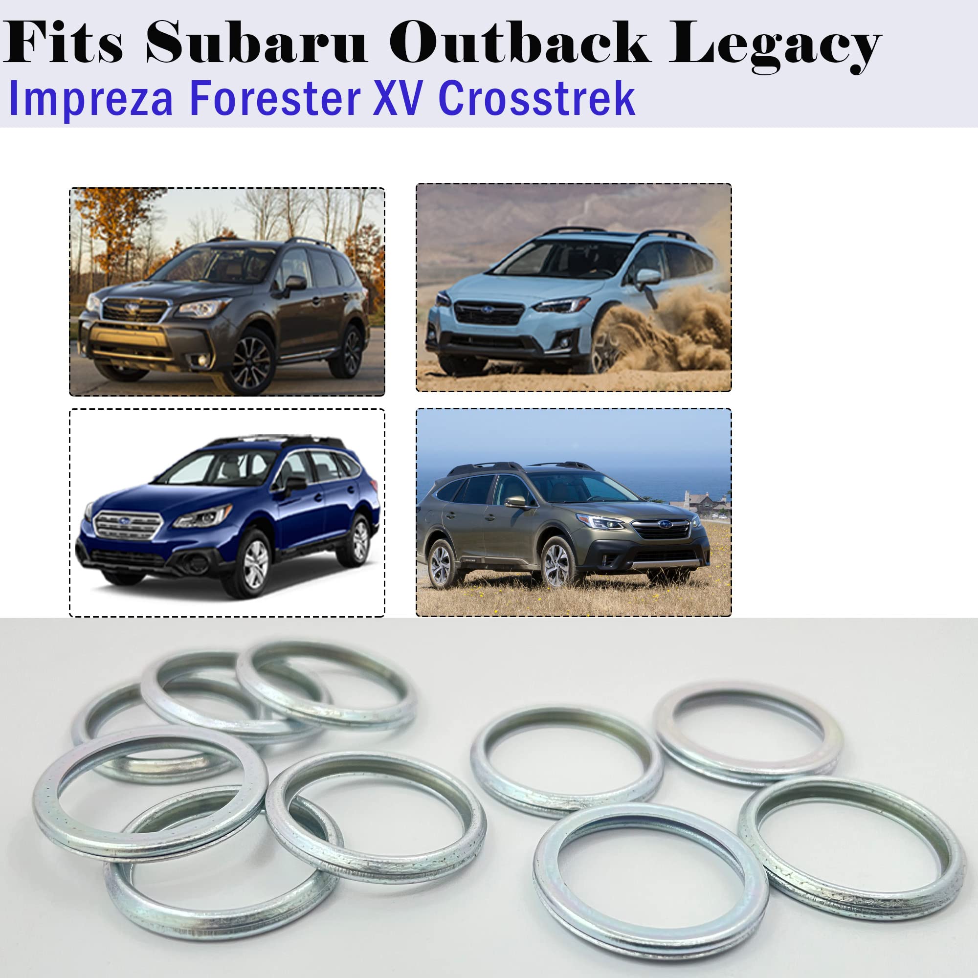 10 Packs Subaru Oil Drain Plug Gaskets Compatible with Subaru Outback Impreza Legacy Forester XV Crosstrek BRZ Subaru Drain Plug
