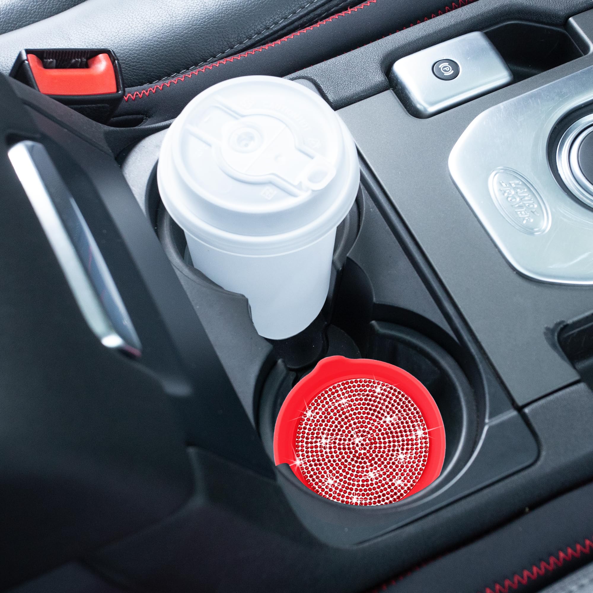 Amooca Car Cup Coaster Universal Non-Slip Cup Holders Bling Crystal Rhinestone Car Interior Accessories 2 Pack Red Whole Rhinest
