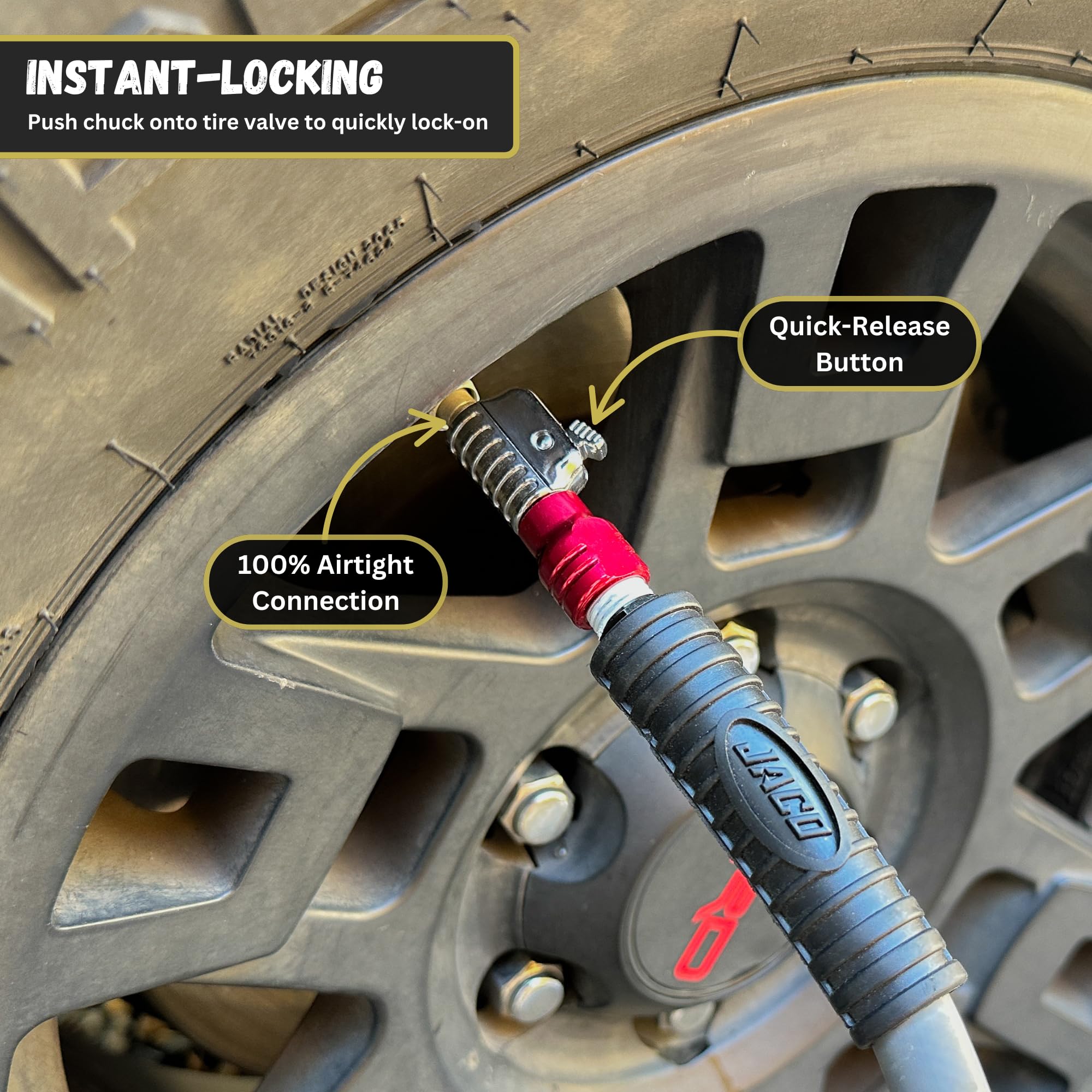 Jaco Lightning S2-Series Tire Air Chuck - 1/4'' F-Npt (Closed Flow)