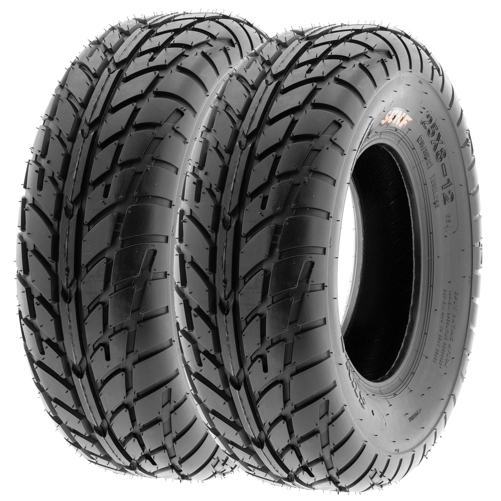 Set Of 4 Sunf A021 Tt Sport Atv Utv Flat Track Tires 25X8-12 Front & 25X10-12 Rear, 6 Pr, Tubeless