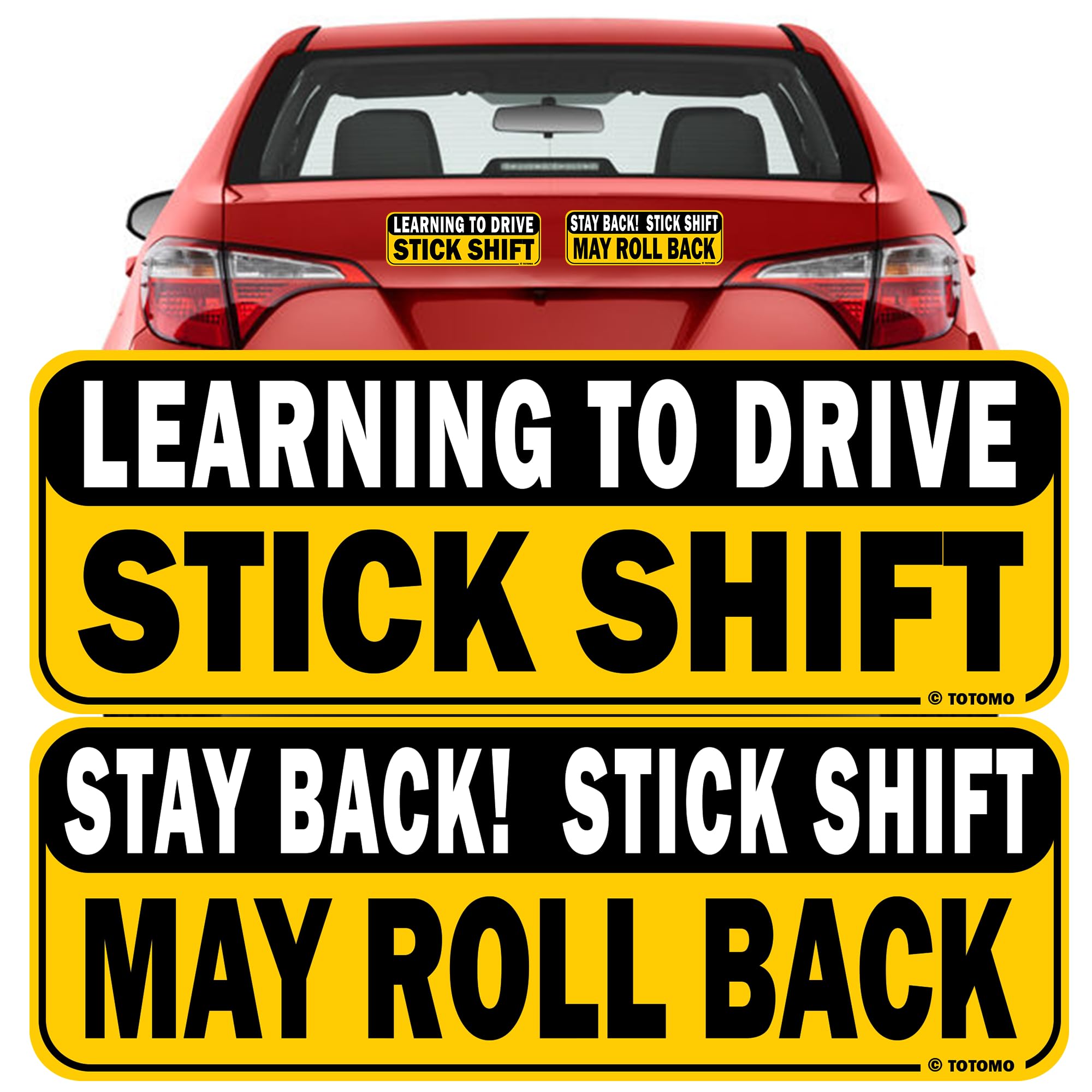 Totomo Learning To Drive Stick Shift Stay Back May Roll Back Car Magnet - Reflective Bumper Magnet Sticker For New Manual Transm