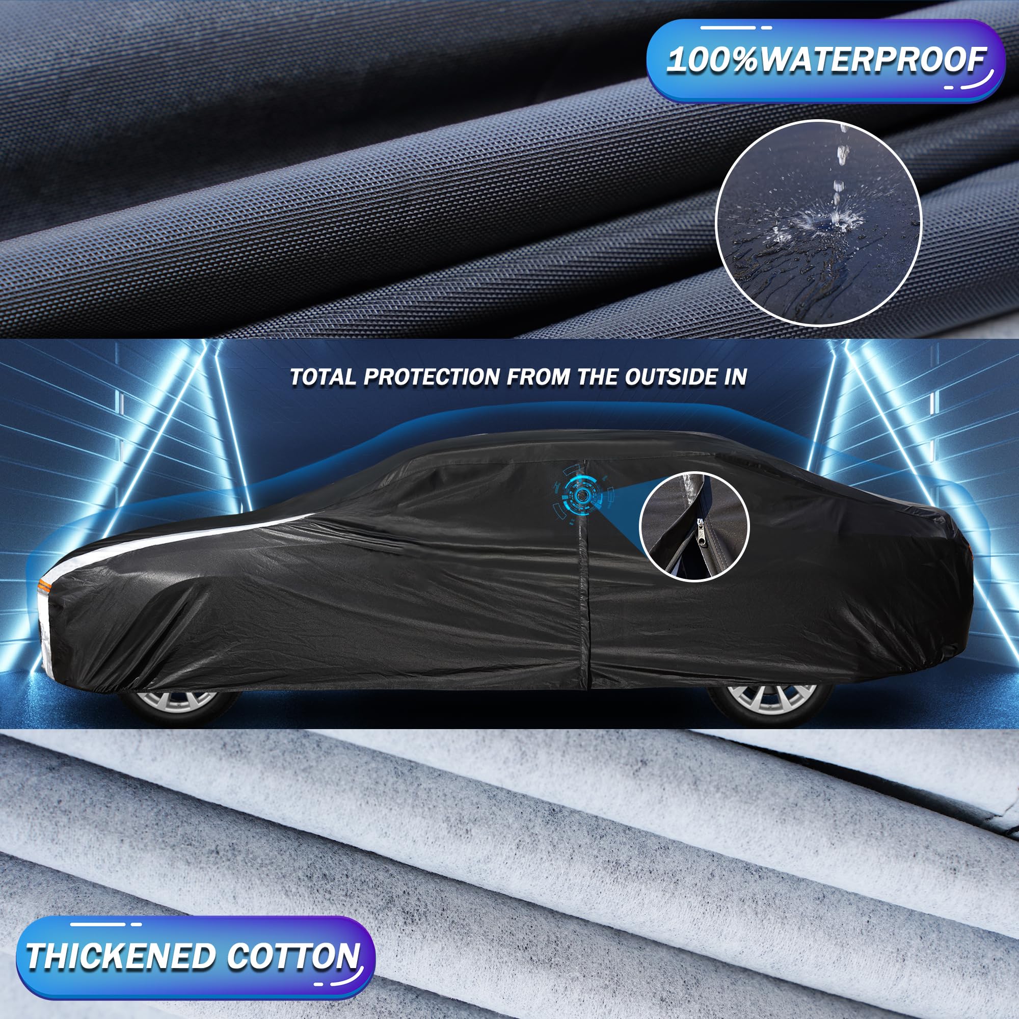 10-Layer Waterproof Sports Car Cover. See Vehicle Chart for Fit. Car Covers for Dodge Challenger, Porsche Taycan, Ford Thunderbi