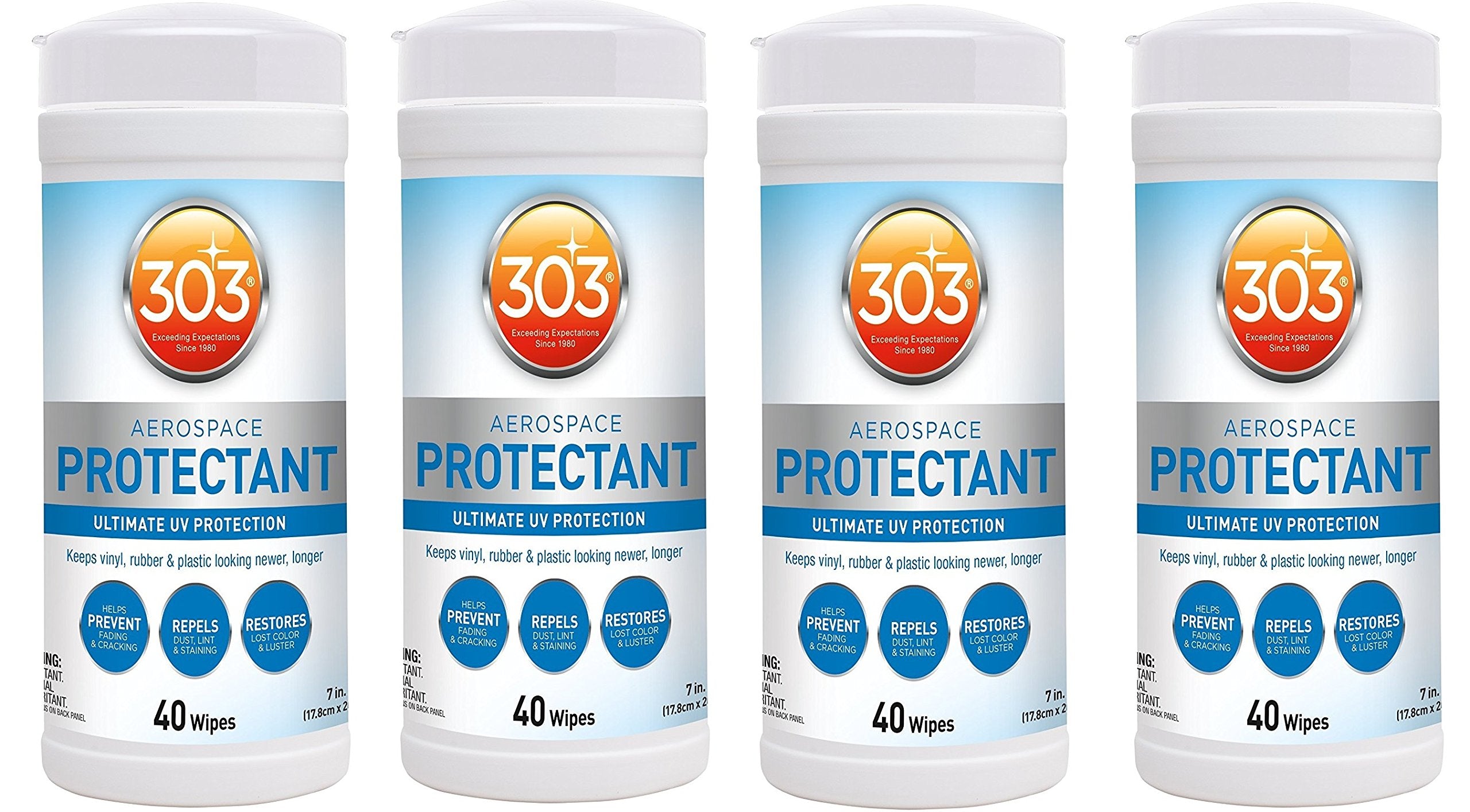 303 (30321) UV Protectant Wipes for Vinyl, Plastic, Rubber, Fiberglass, Leather & More Dust and Dirt Repellant - Non-Toxic, Matt