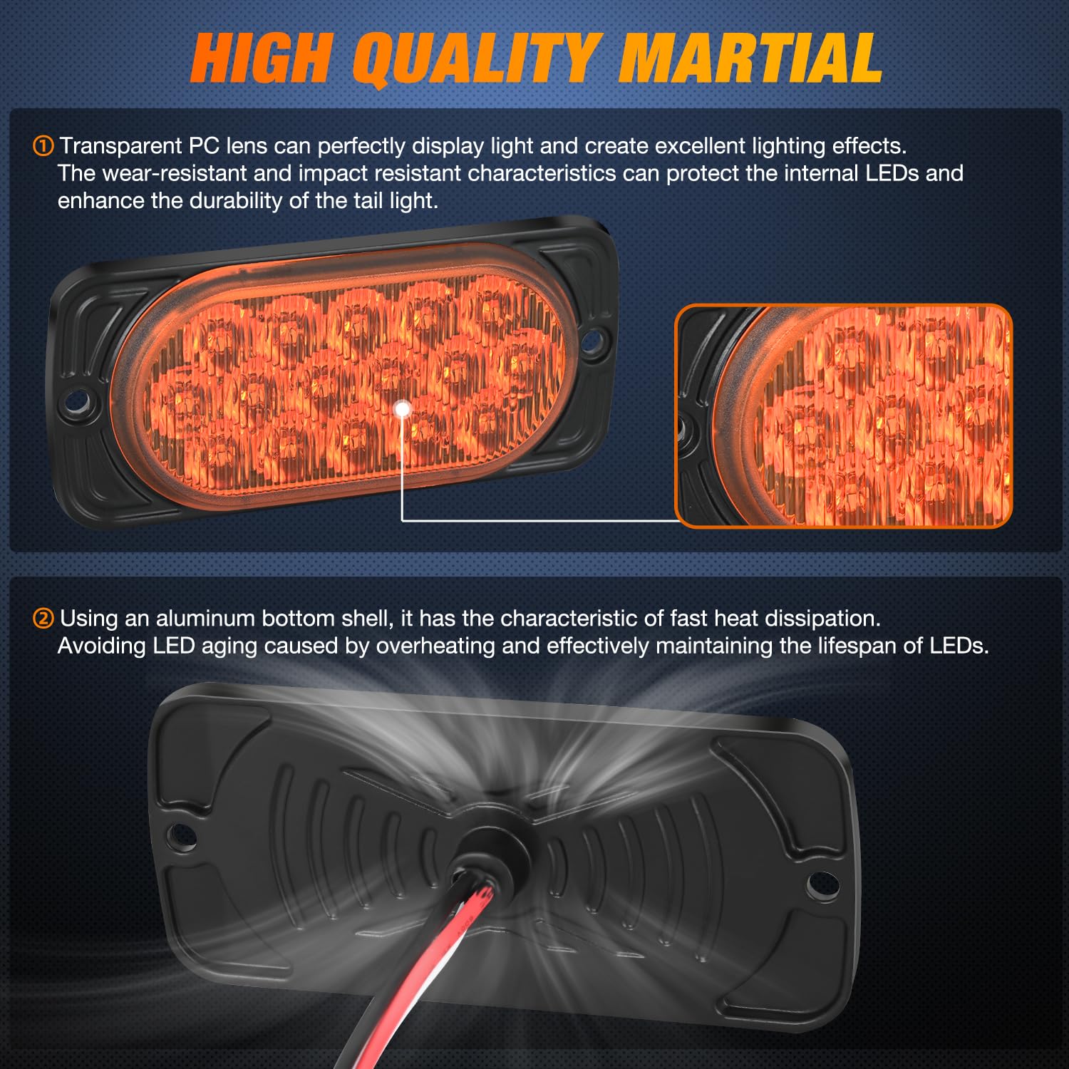 Nilight 4.4 Inch Aluminum Housing Tail Light 2 Pcs 16 Led Amber Left Right Turn Signals Marker Lights Surface Mount Ip67 Waterpr