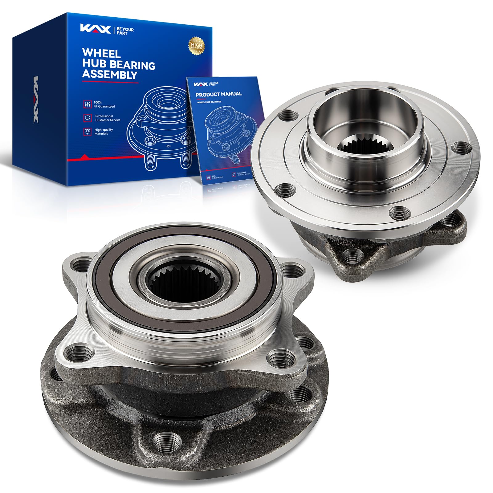 KAX 513348 Front Wheel Bearing and Hub Assembly 5 Lugs 2PCS w/ABS Fit for Chrysler 200 2015 2016 2017, Fit for Dodge Dart 2013 2