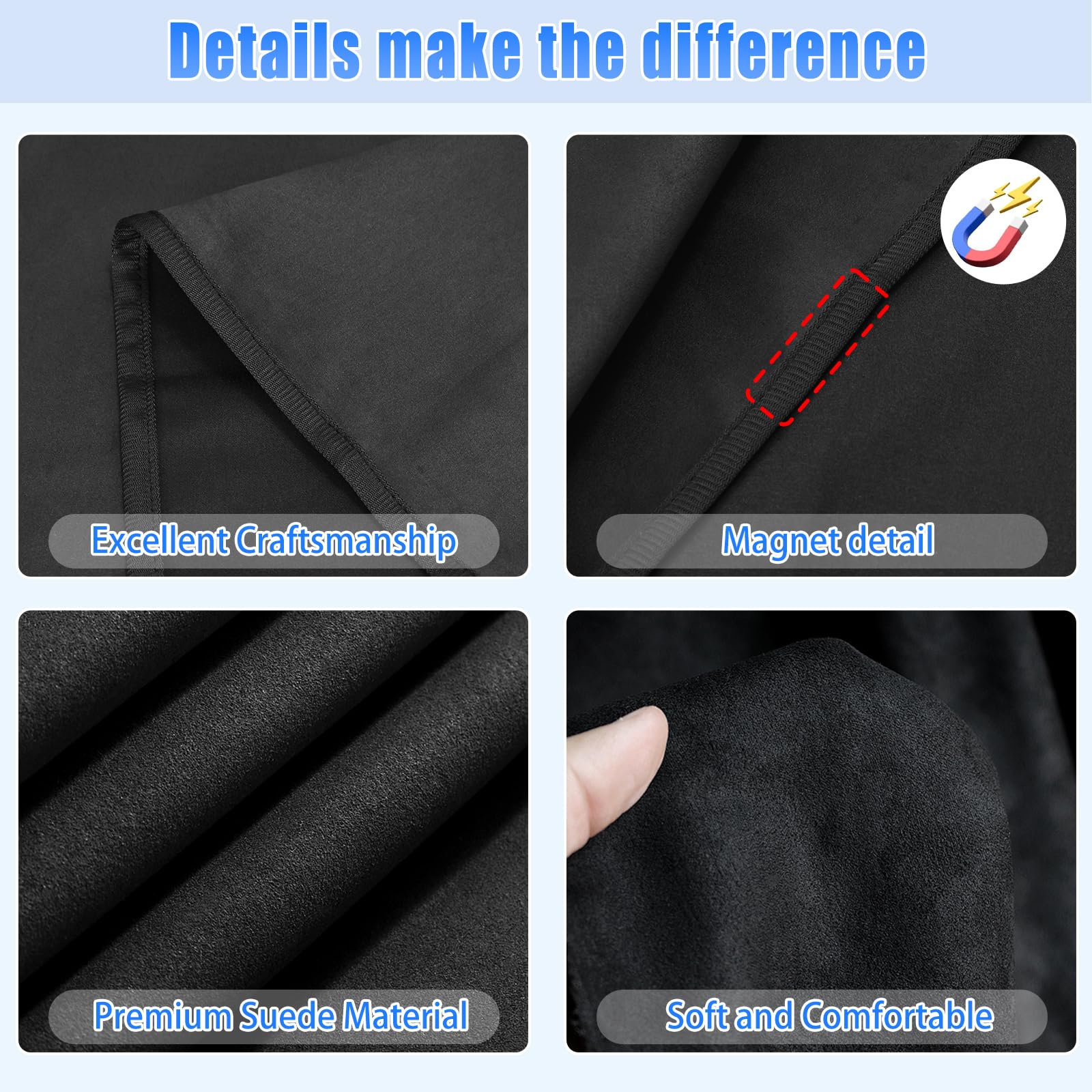 Zatooto Suede Car Window Shades 4Pcs - Car Window Covers For Ultimate Privacy, Uv Protection, And Heat Insulation, Sun Shade Per