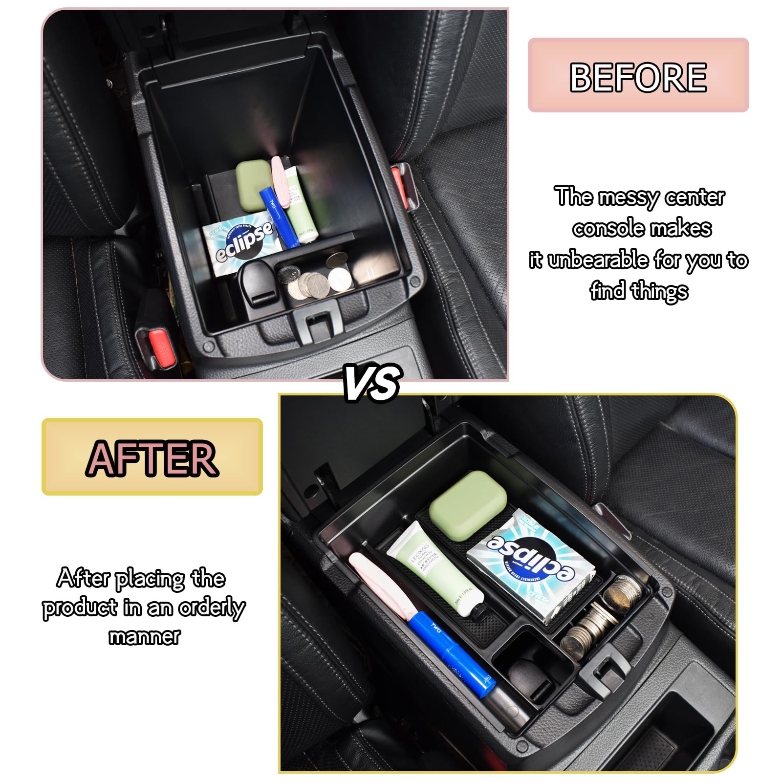 HGWEI Center Console Organizer Tray Compatible with Nissan Rogue 2014-2020 / Rogue Sport 2017-2022 / Murano 2015-2024 Interior A