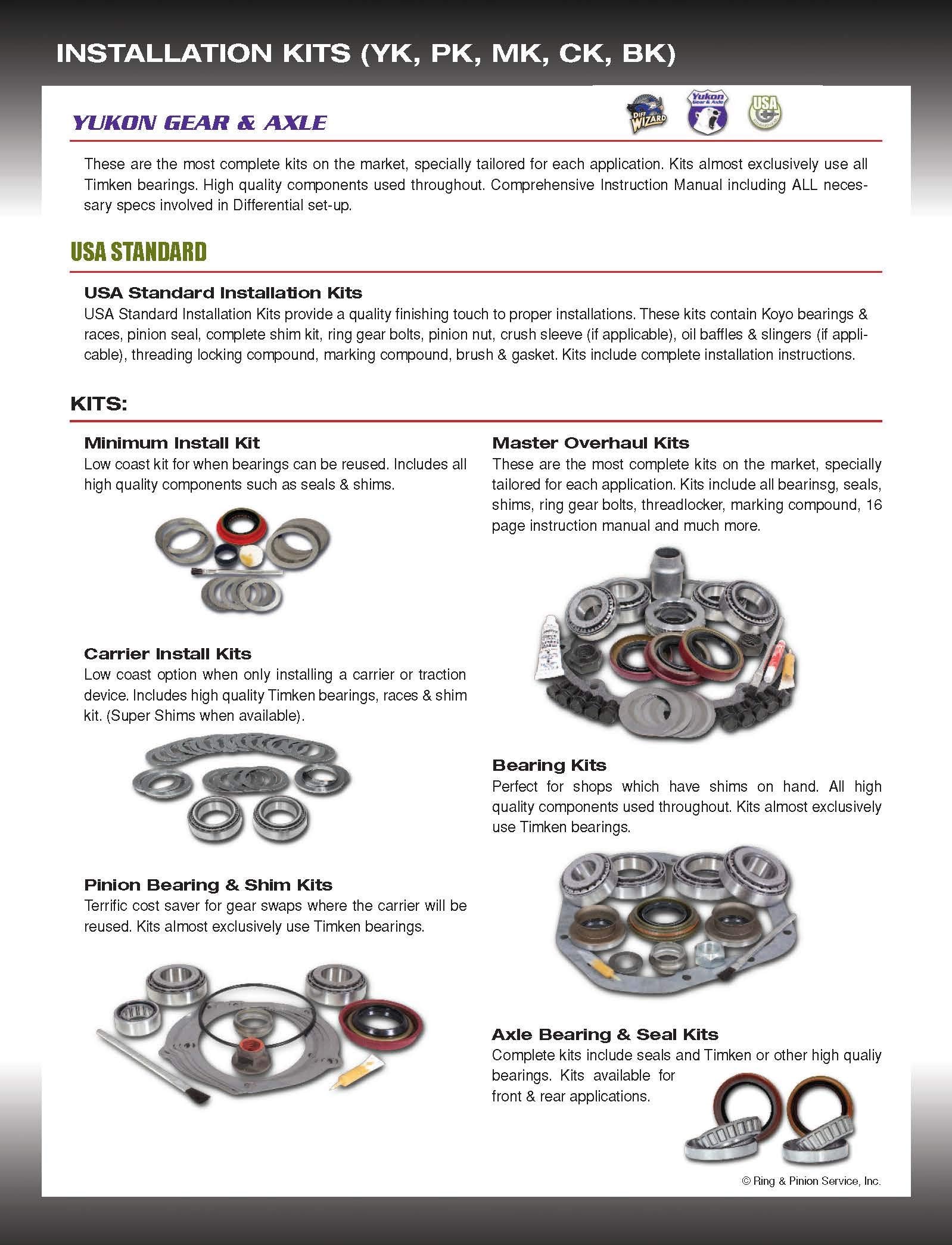 Yukon Gear & Axle (Sk F9) Pinion Depth Shim Kit For Ford 9 Differential