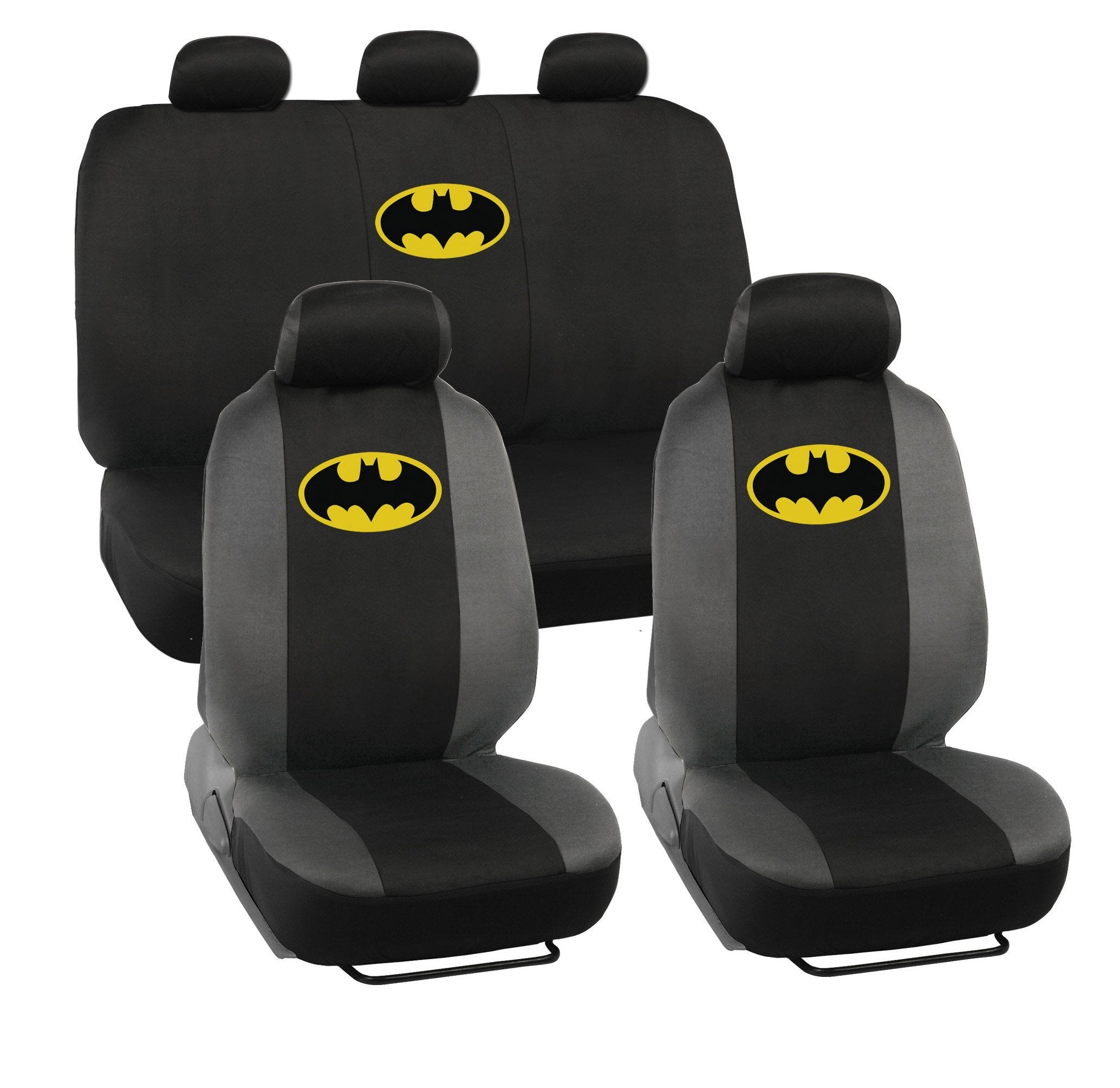 Bdk Warner Bros Dc Comics Batman Car Accessories 9Pc Set - Universal Fit Car Seat Covers With Side Airbag Compatibility - Easy T