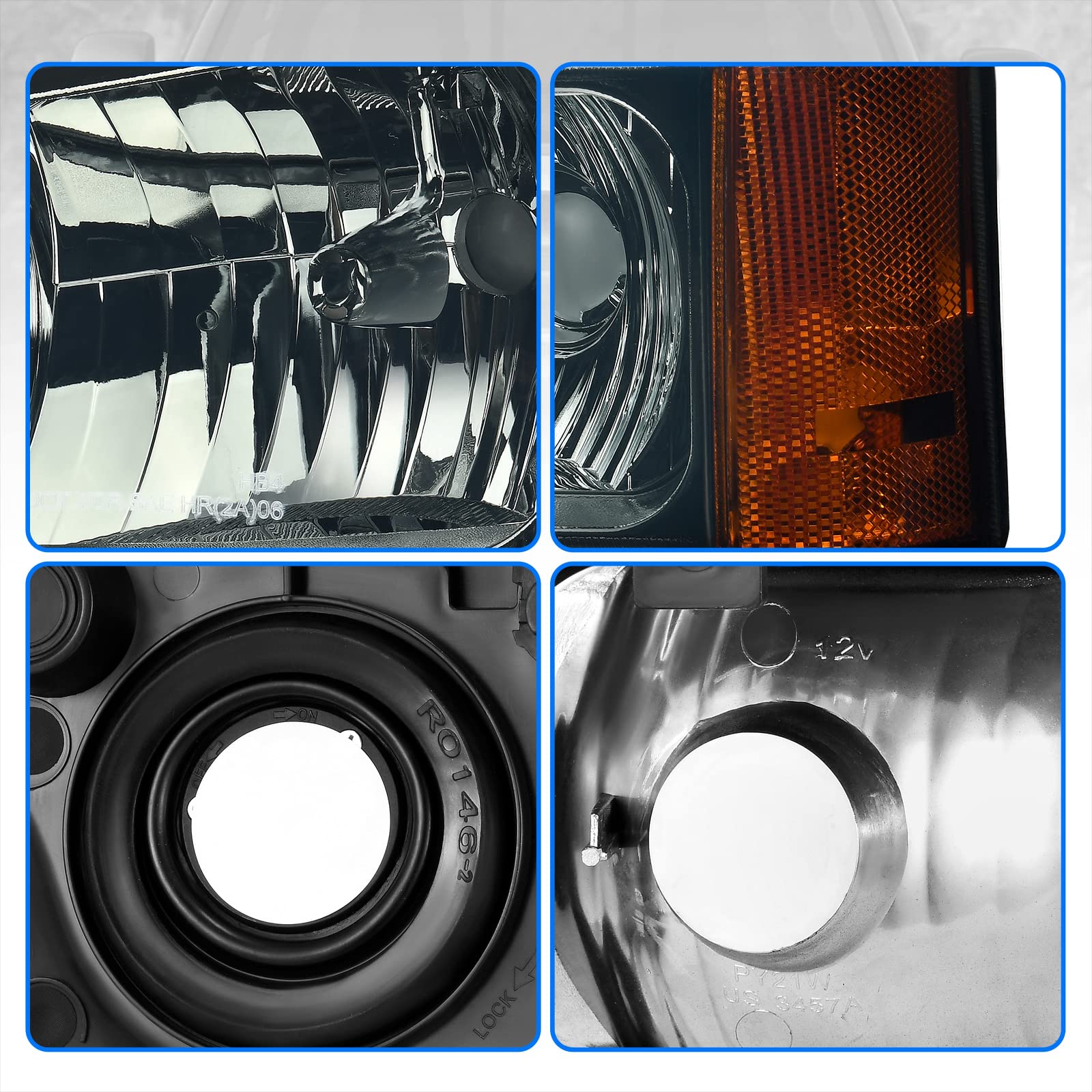 Dwvo Headlight Assembly Compatible With 2003 2004 2005 2006 Chevy Silverado 03 04 05 06 Chevrolet Avalanche Smoke Lens