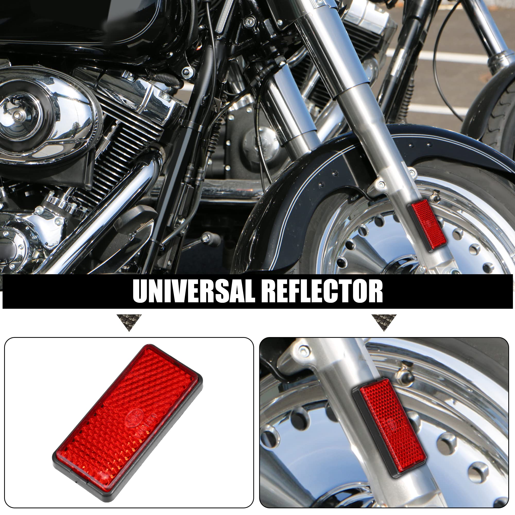 X AUTOHAUX 6 Pcs Rectangular Stick-on Safety Spoke Reflective Self Adhesive Reflector for Gate Posts Cars Trailer Motorcycle Tru