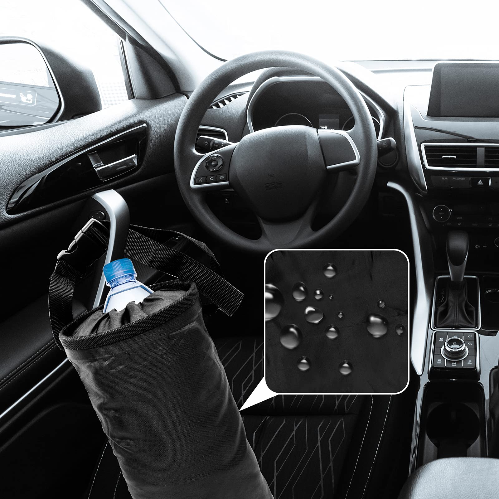 wplhb Car Trash Bag Car Trash Can Hanging Back Seat Car, Car Garbage Bag with Storage Pockets, Washable Eco-Friendly Car Garbage