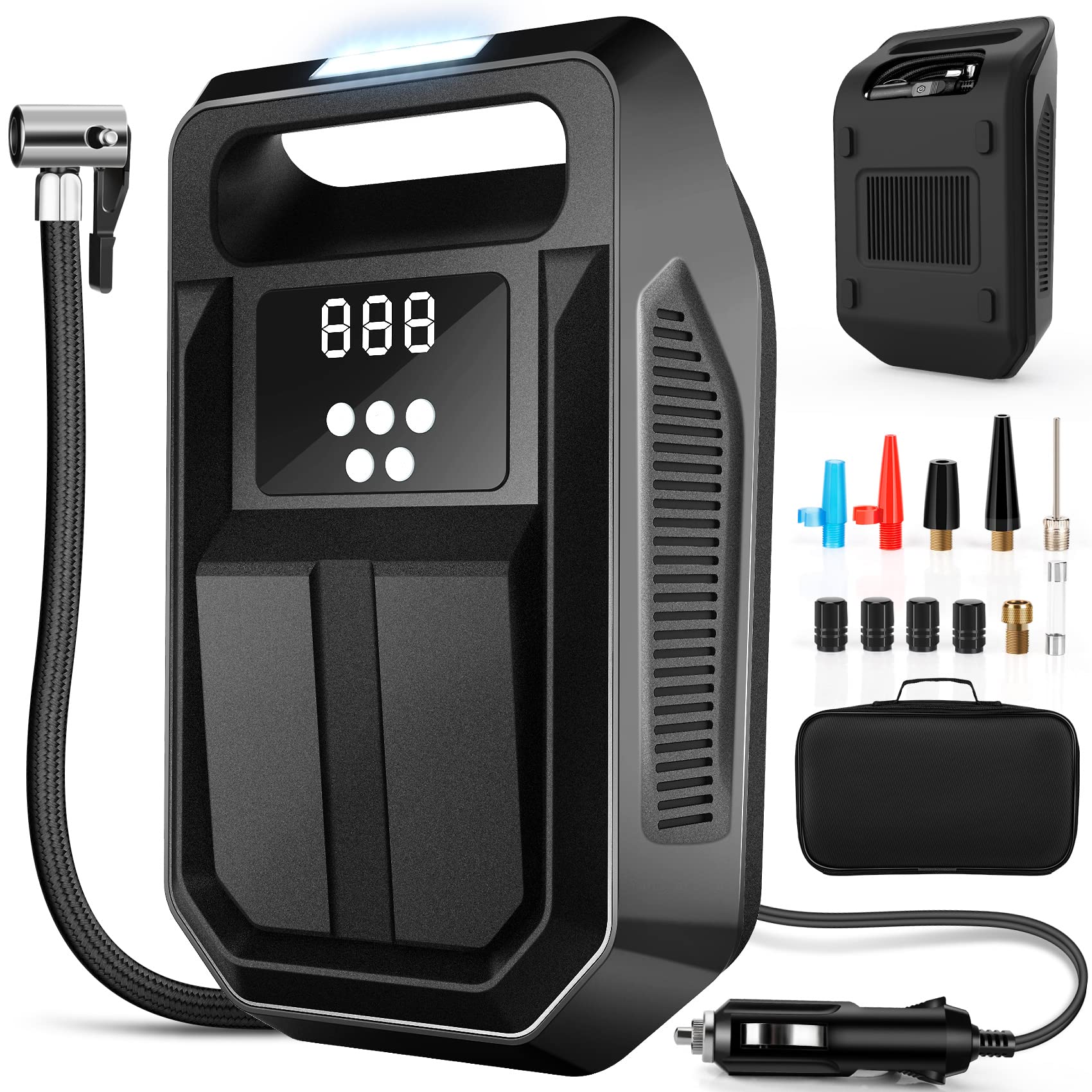 Fbk Tire Inflator Portable Air Compressor Tire Air Pump For Car Tires - Car Accessories, 12V Dc Auto Pump With Digital Pressure