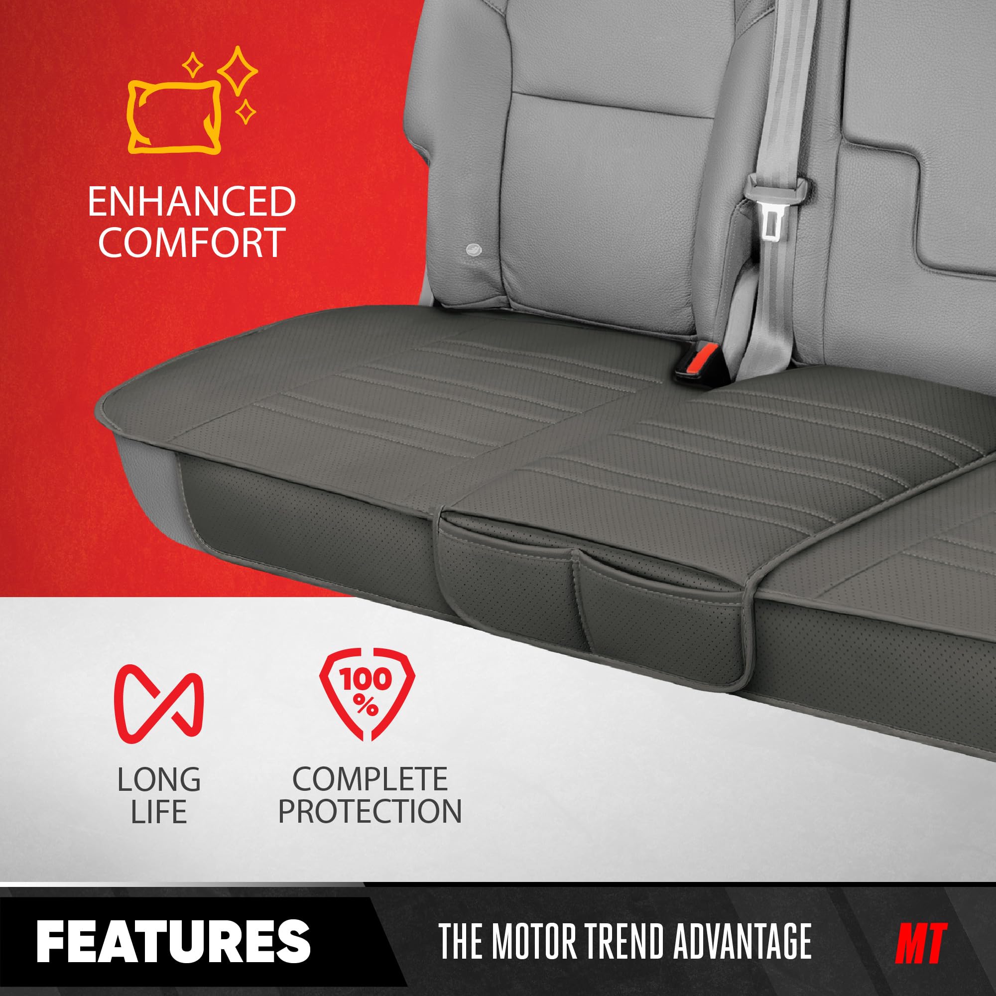 Motor Trend Rear Seat Protector For Cars, Suvs & Trucks - Nappa Leather Bench Cover Protector - Car Seat Cover For Kids, Pets &