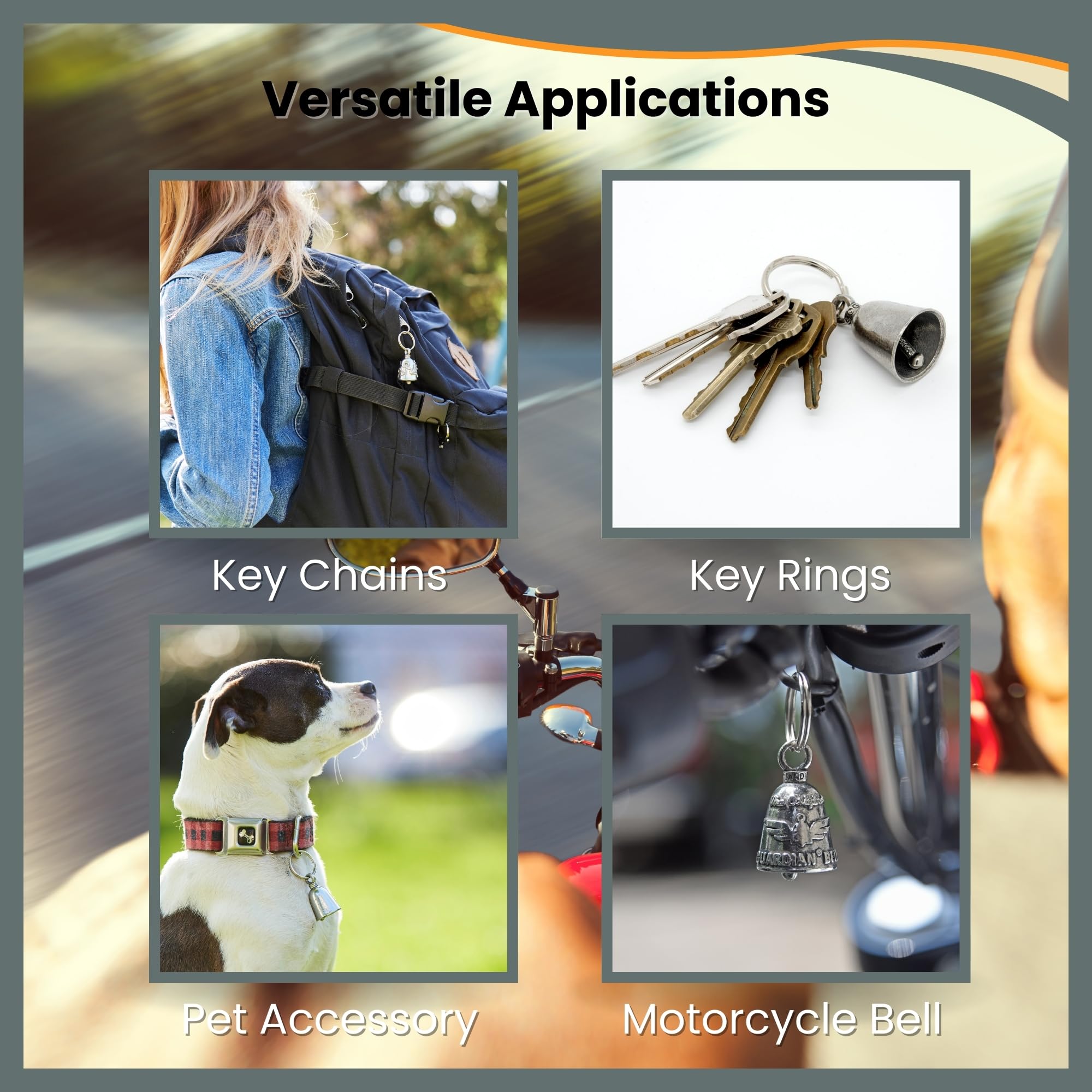 Guardian Bell Retriever Good Luck Bell W/Keyring & Black Velvet Gift Bag | Motorcycle Bell | Lead-Free Pewter | Made In Usa