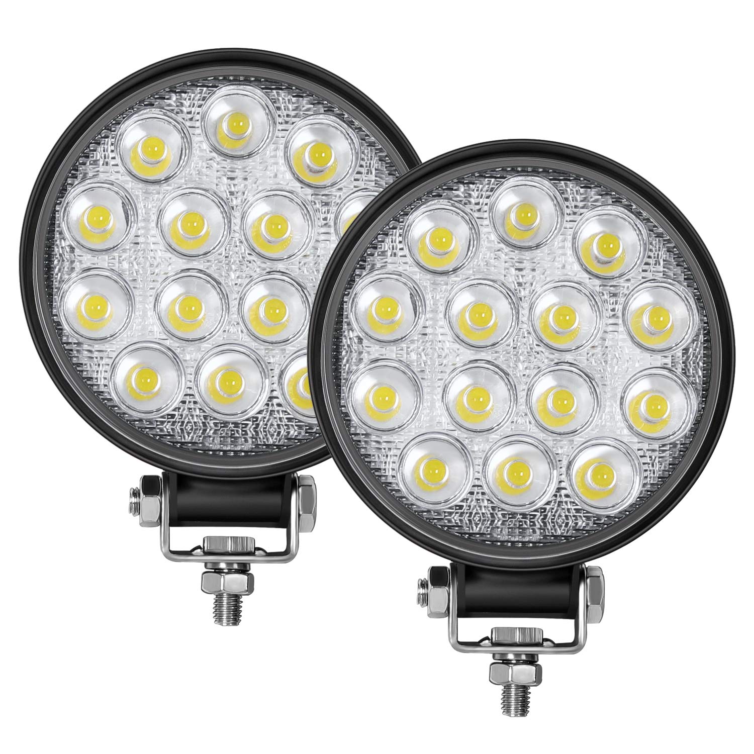 Zmoon Led Round Light Bar 2Pcs 4.5 '' 28W 2800Lm Flood Light Pod Off Road Fog Driving Roof Bar Bumper For Suv Truck, Hunters